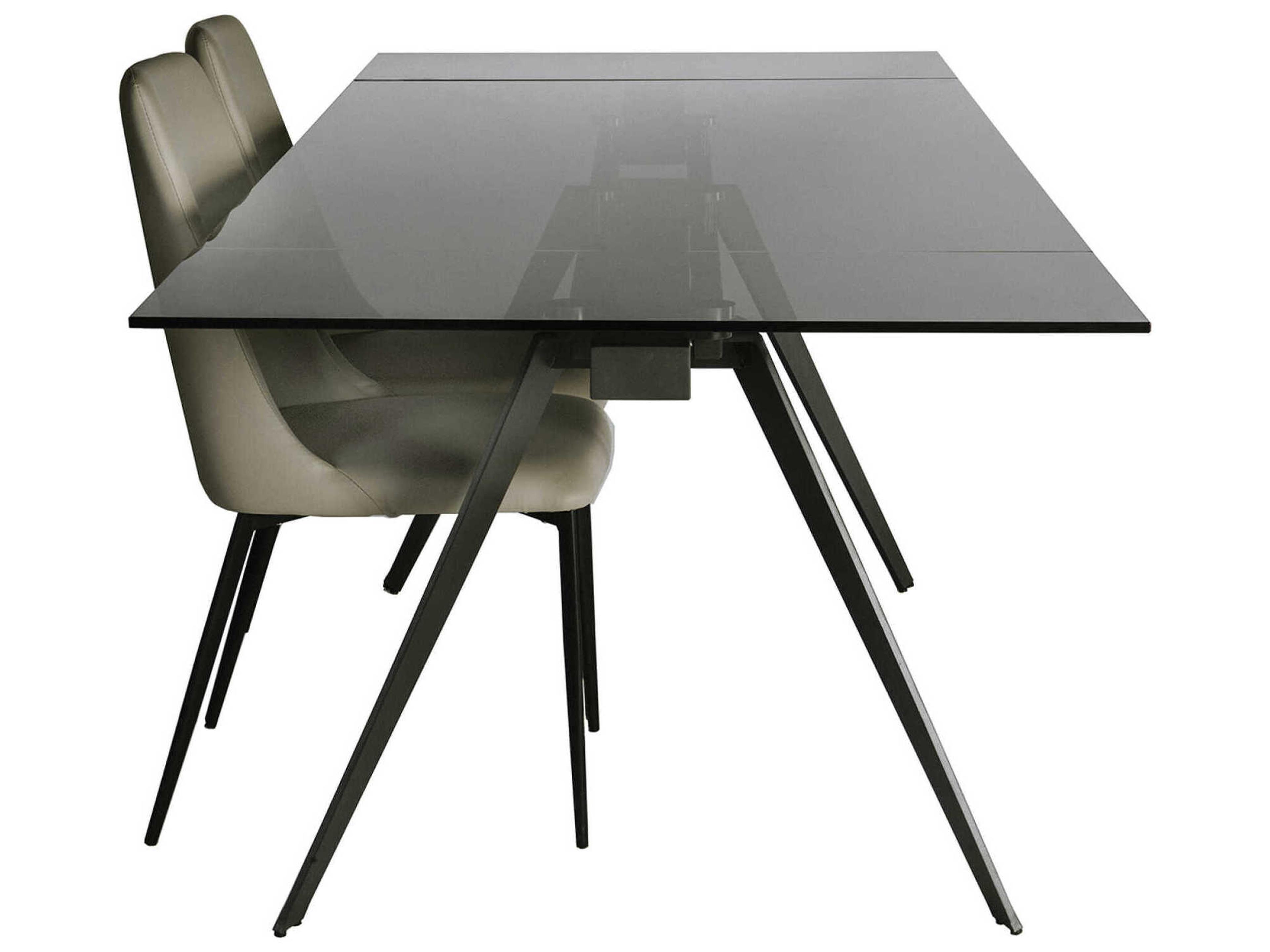 Mobital Noire Rectangular Glass Black Dining Table