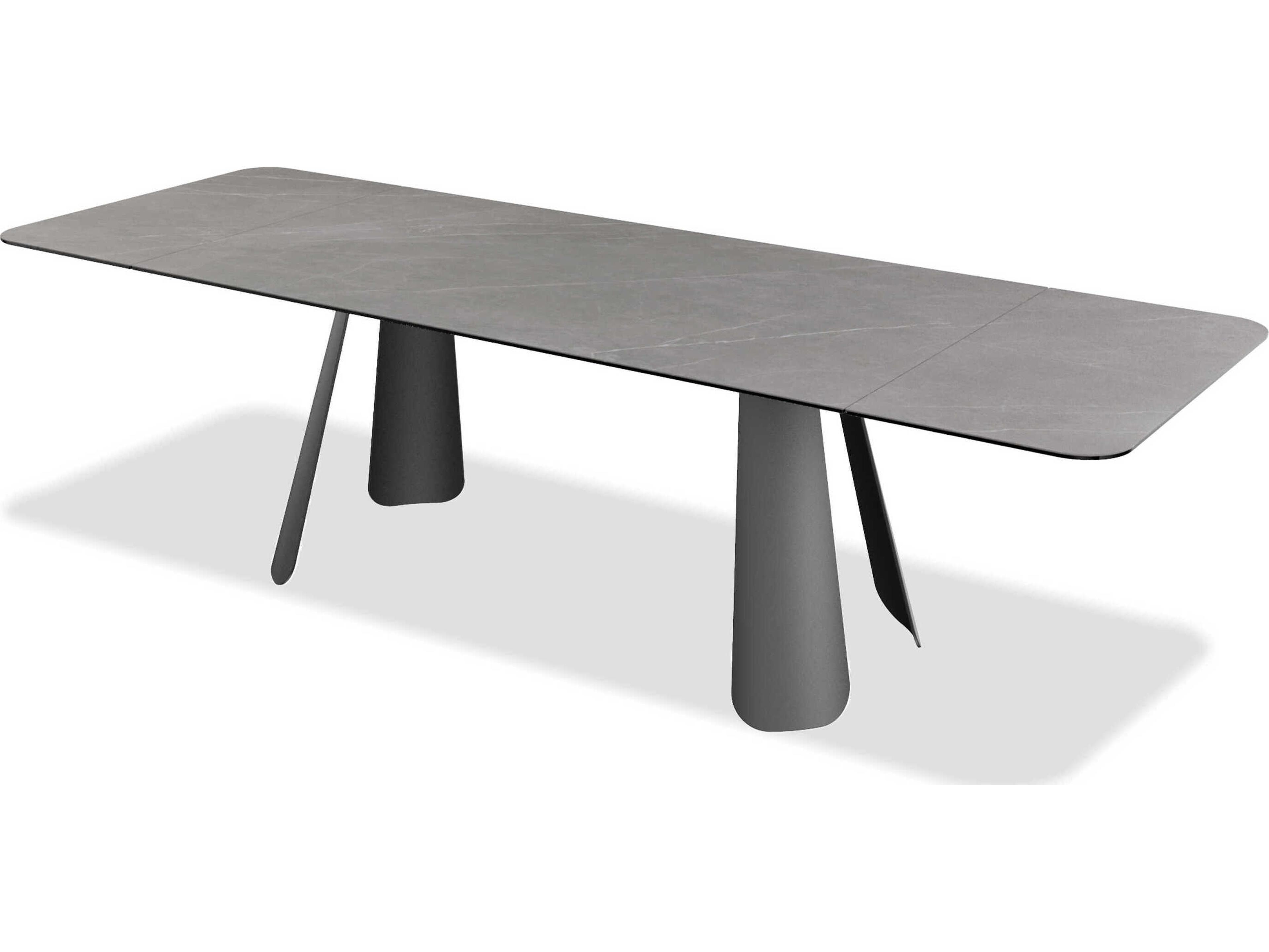 Palazzo Rectangular Grey Ceramic Black Dining Table