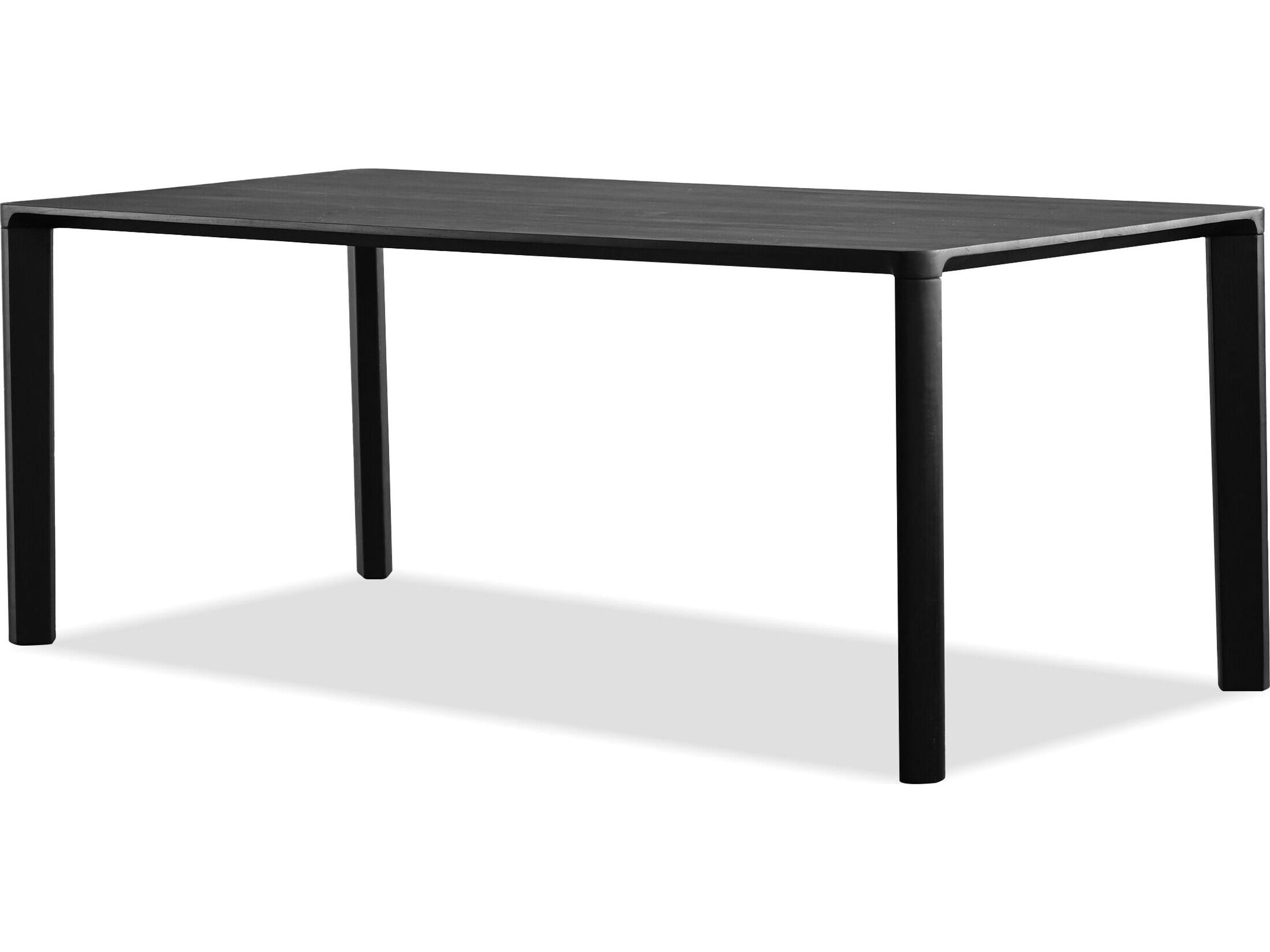 Plank Rectangular Wood Black Soot Solid Teak Top Dining Table
