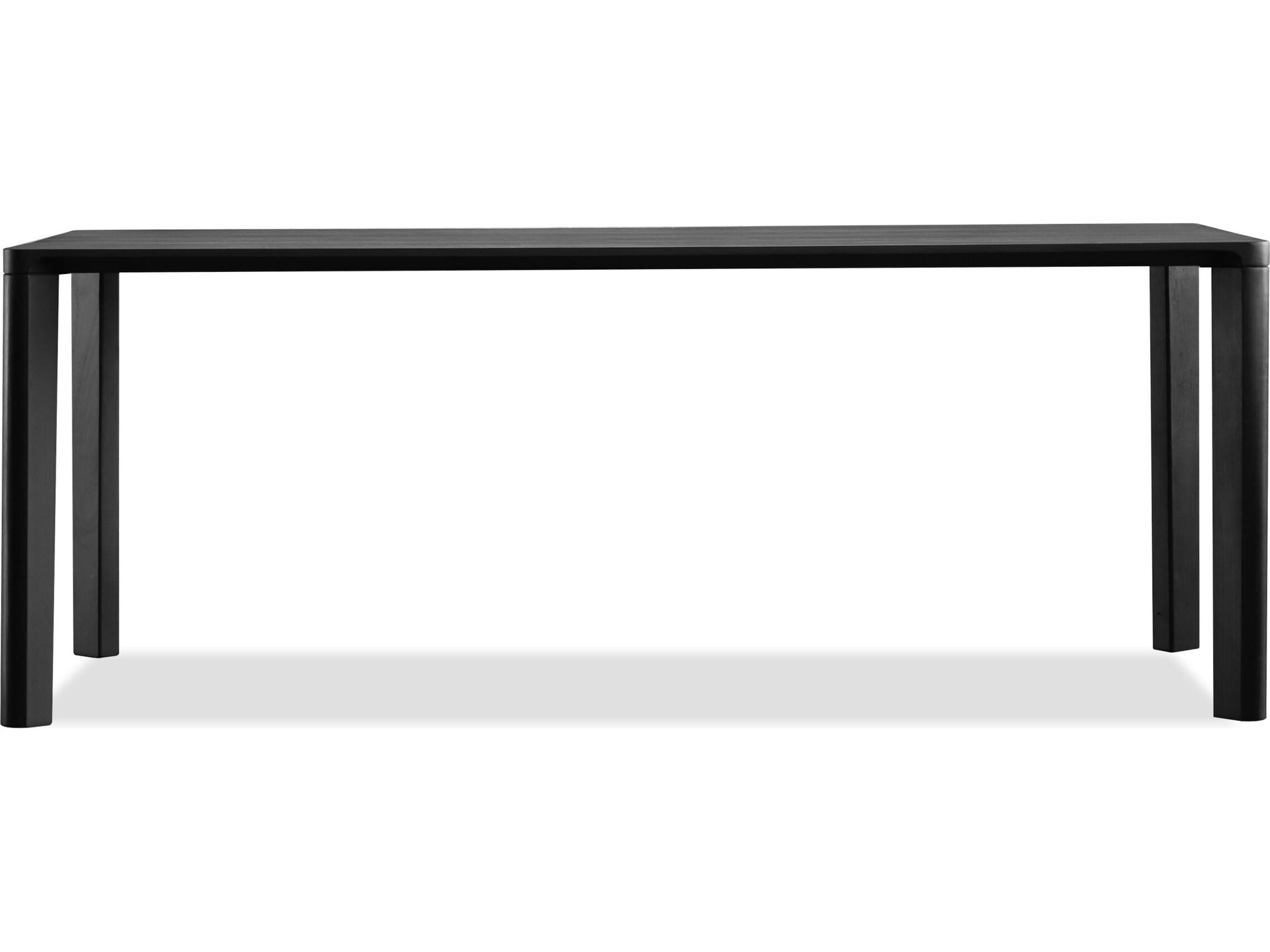 Mobital Plank Rectangular Wood Black Soot Solid Teak Top Dining Table