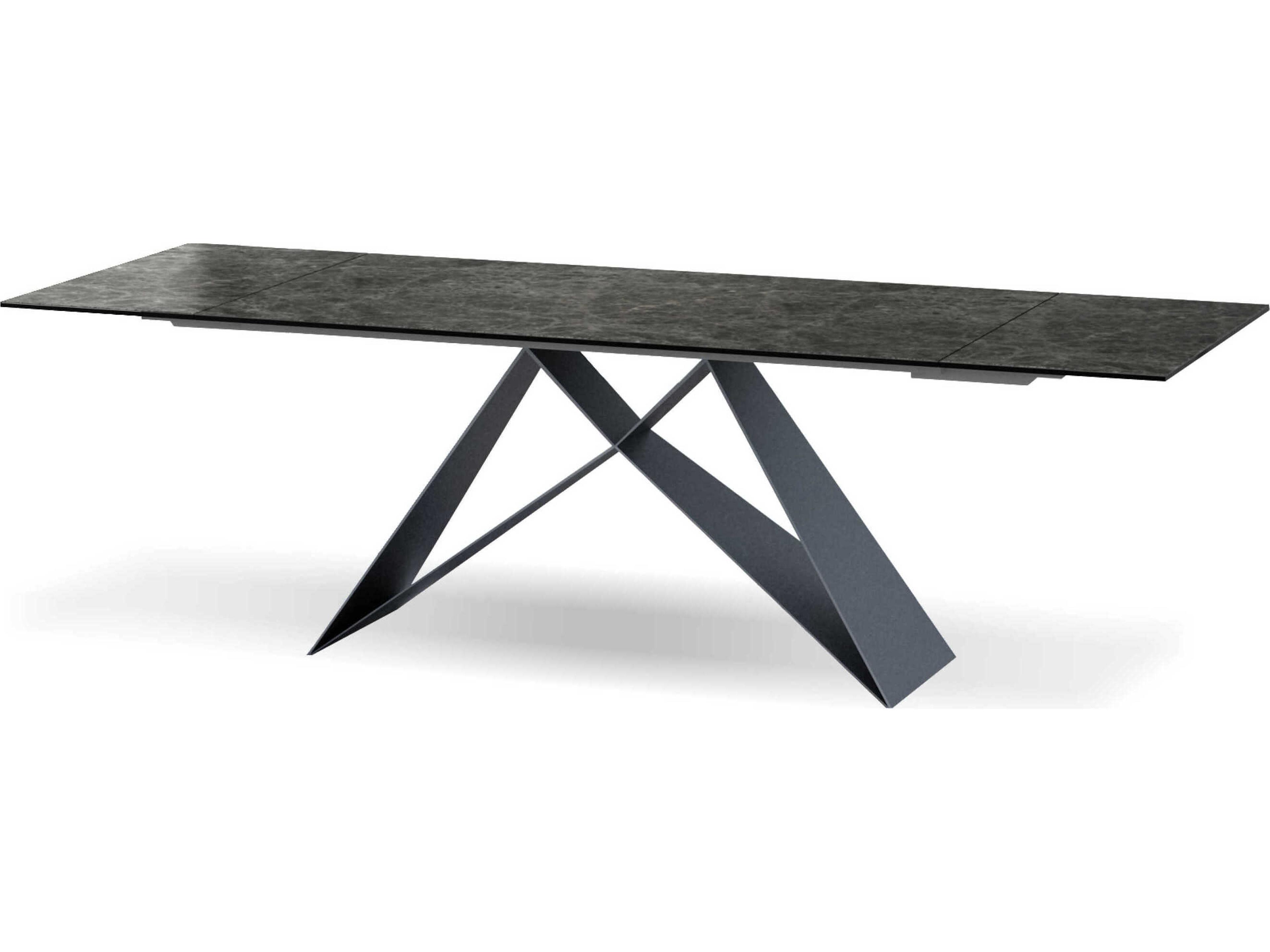 The Extendable Rectangular Ceramic Slate Black Dining Table