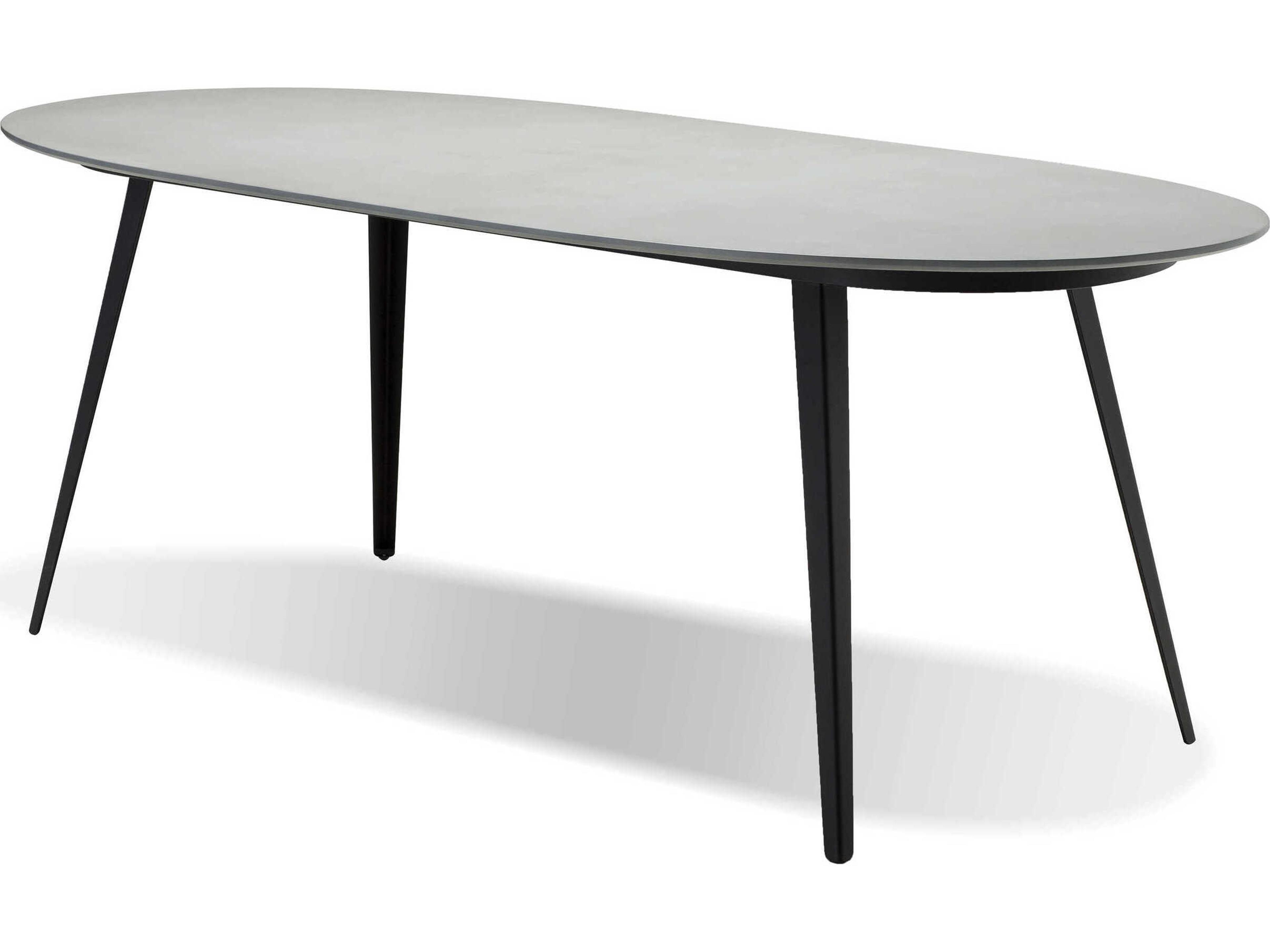 Tulum Oval Concrete Grey Black Galvanized Steel Dining Table