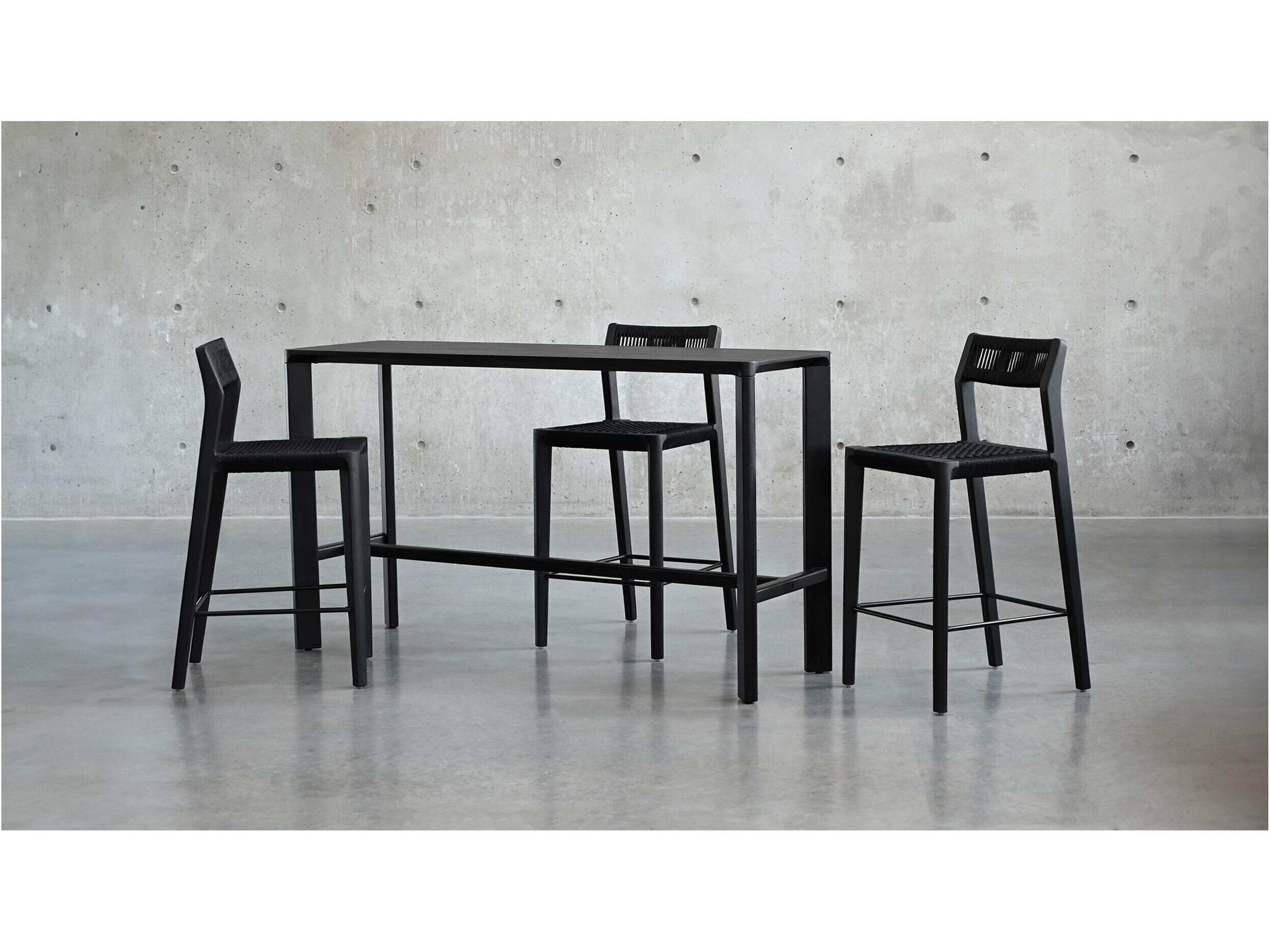 Mobital Plank Rectangular Wood Black Soot Solid Teak Top Dining Table