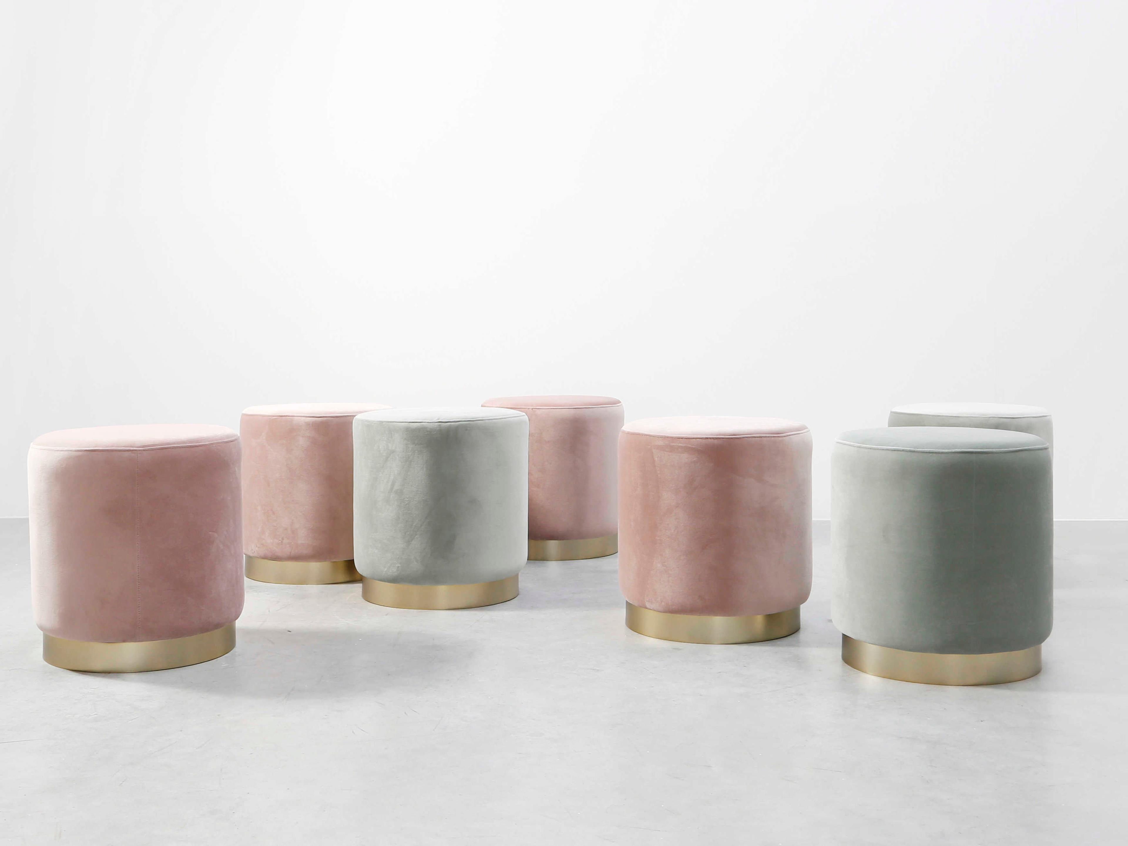 Mobital Pillbox Blush Gold Pink Upholstered Ottoman