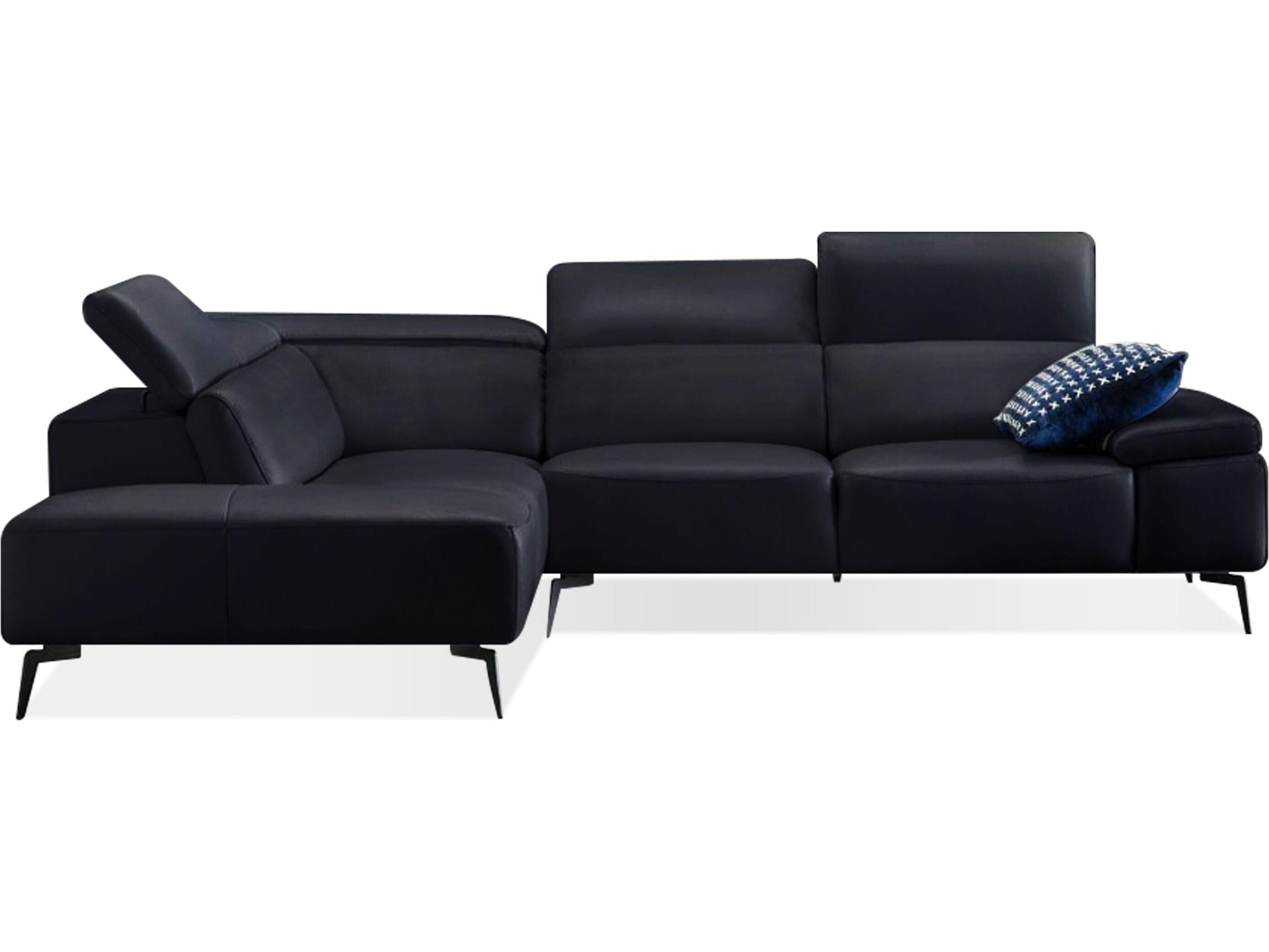 Camello Black Leather Sectional Sofa