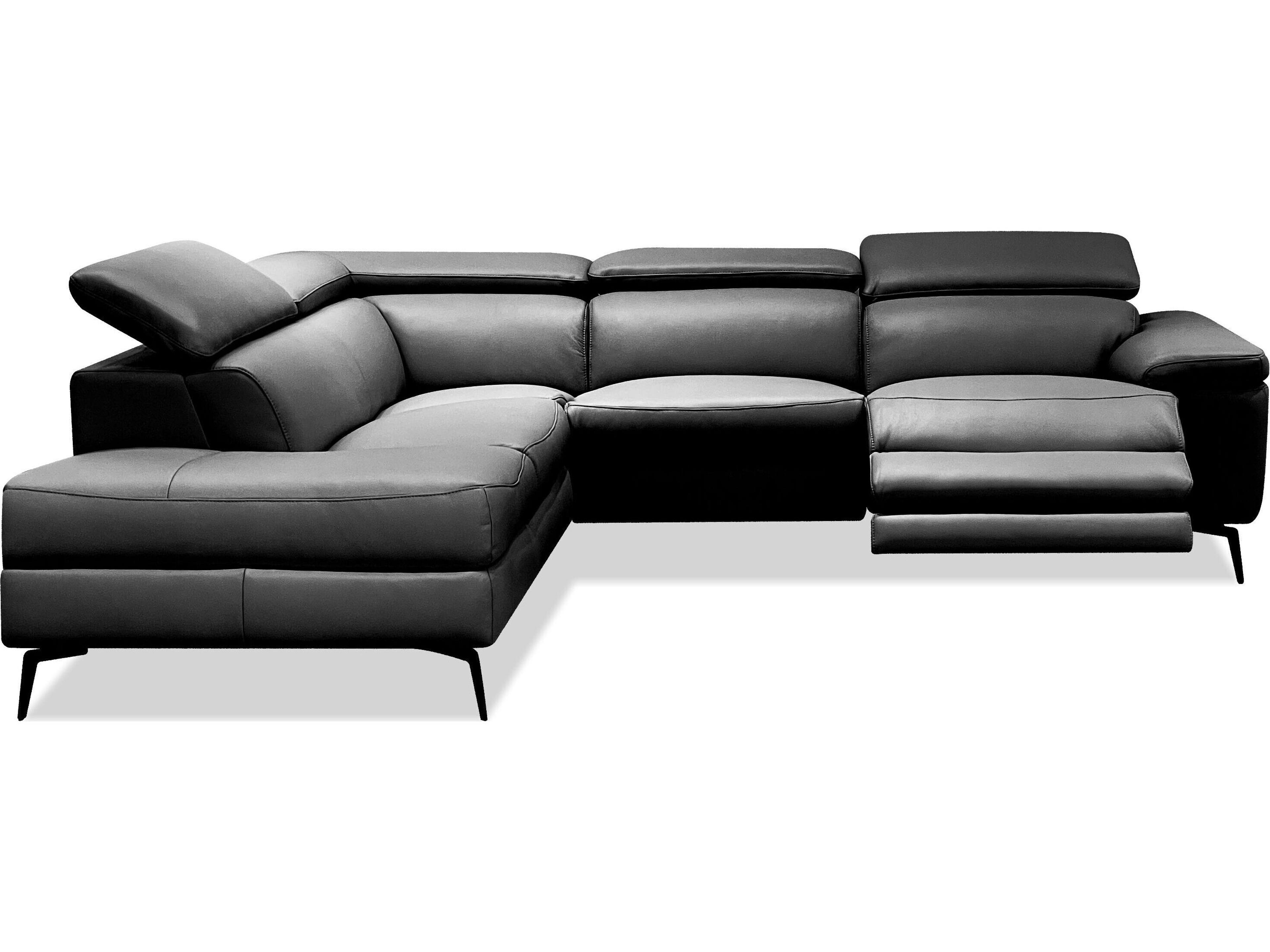 Camello Black Leather Sectional Sofa