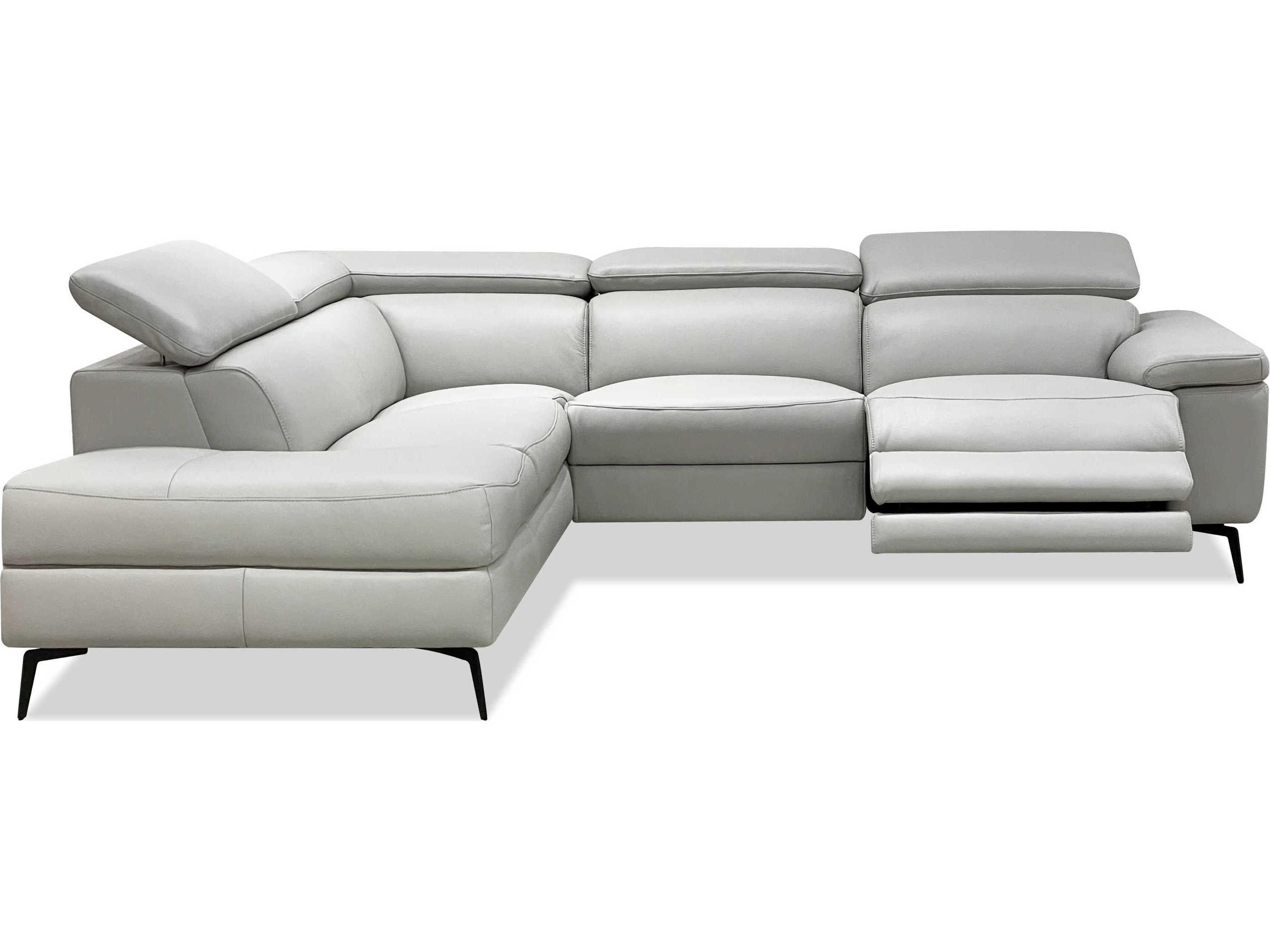 Camello Gray Leather Sectional Sofa