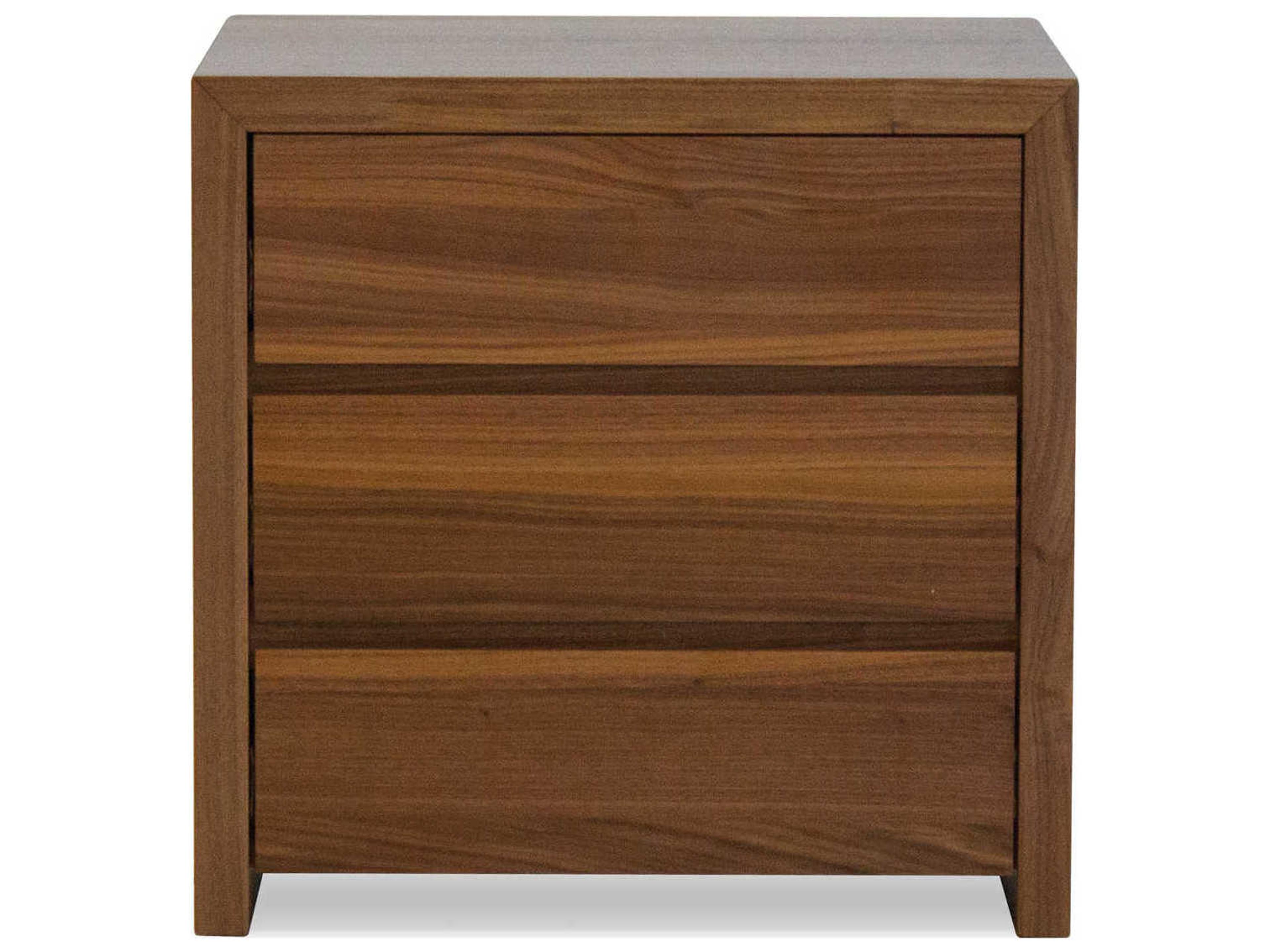 Mobital Blanche 3-Drawers Brown Walnut Wood Nightstand