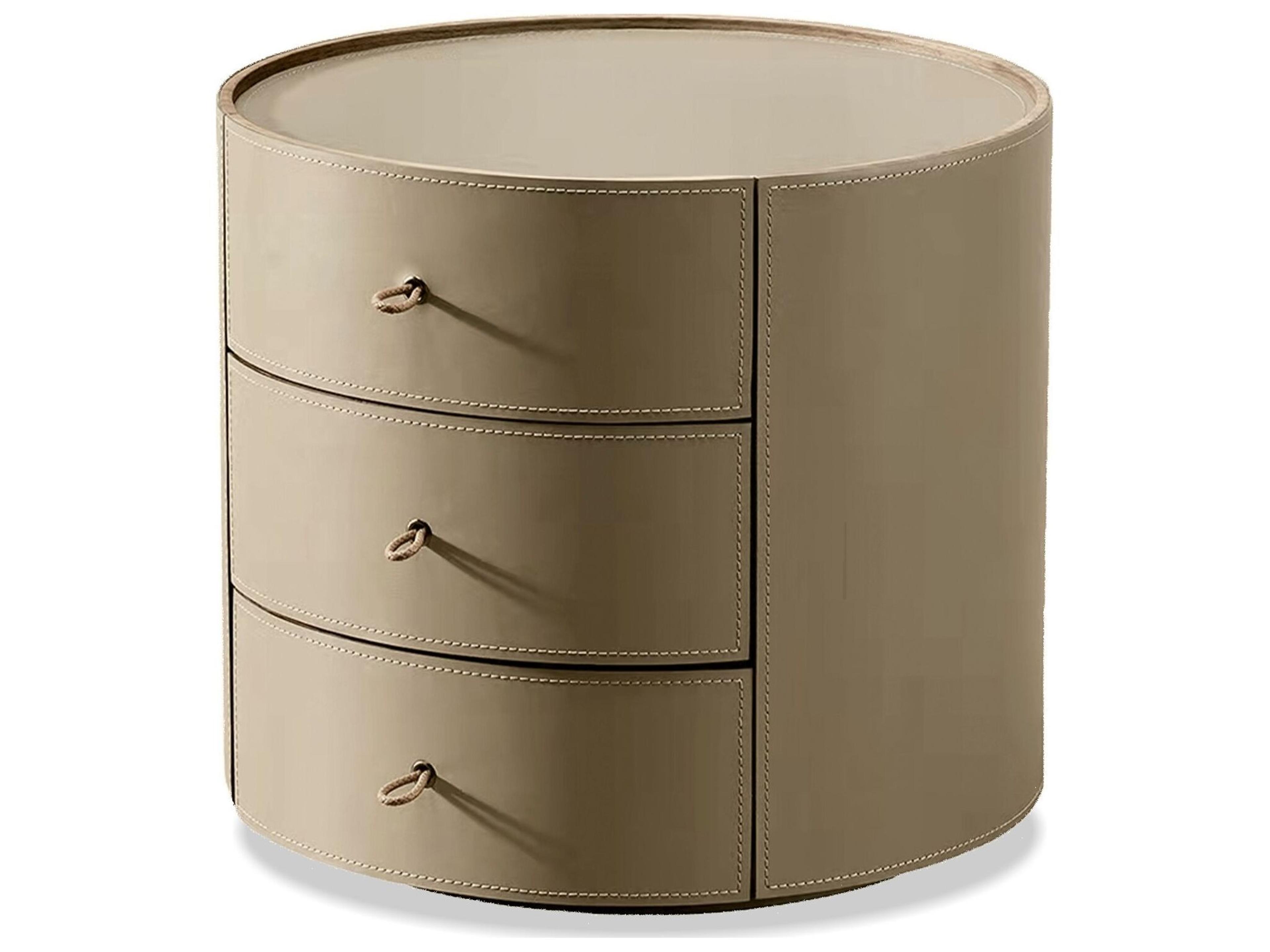 Neru 3-Drawers Beige Nightstand