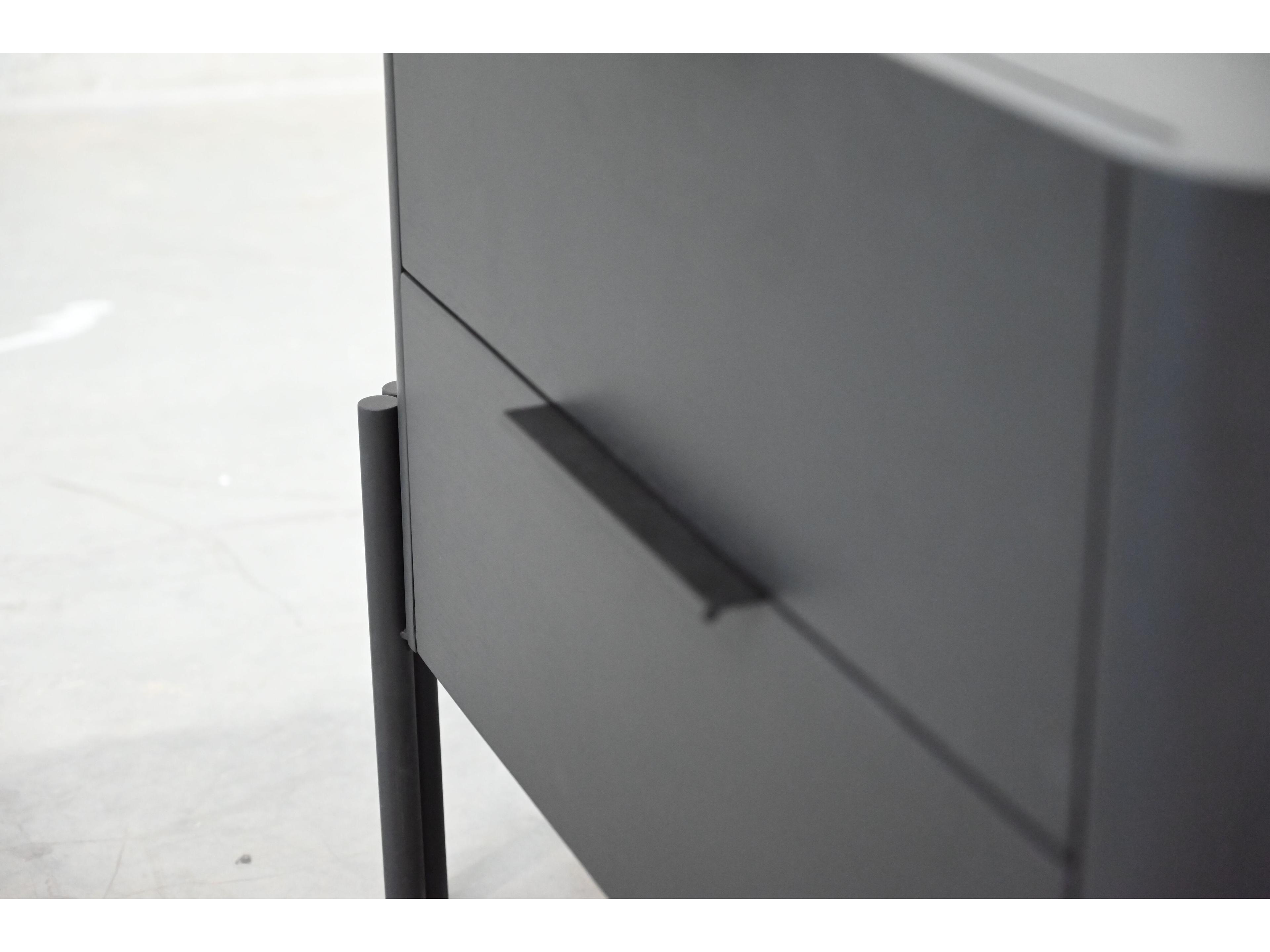 Mobital Nori 2-Drawers Black Oak Wood Nightstand