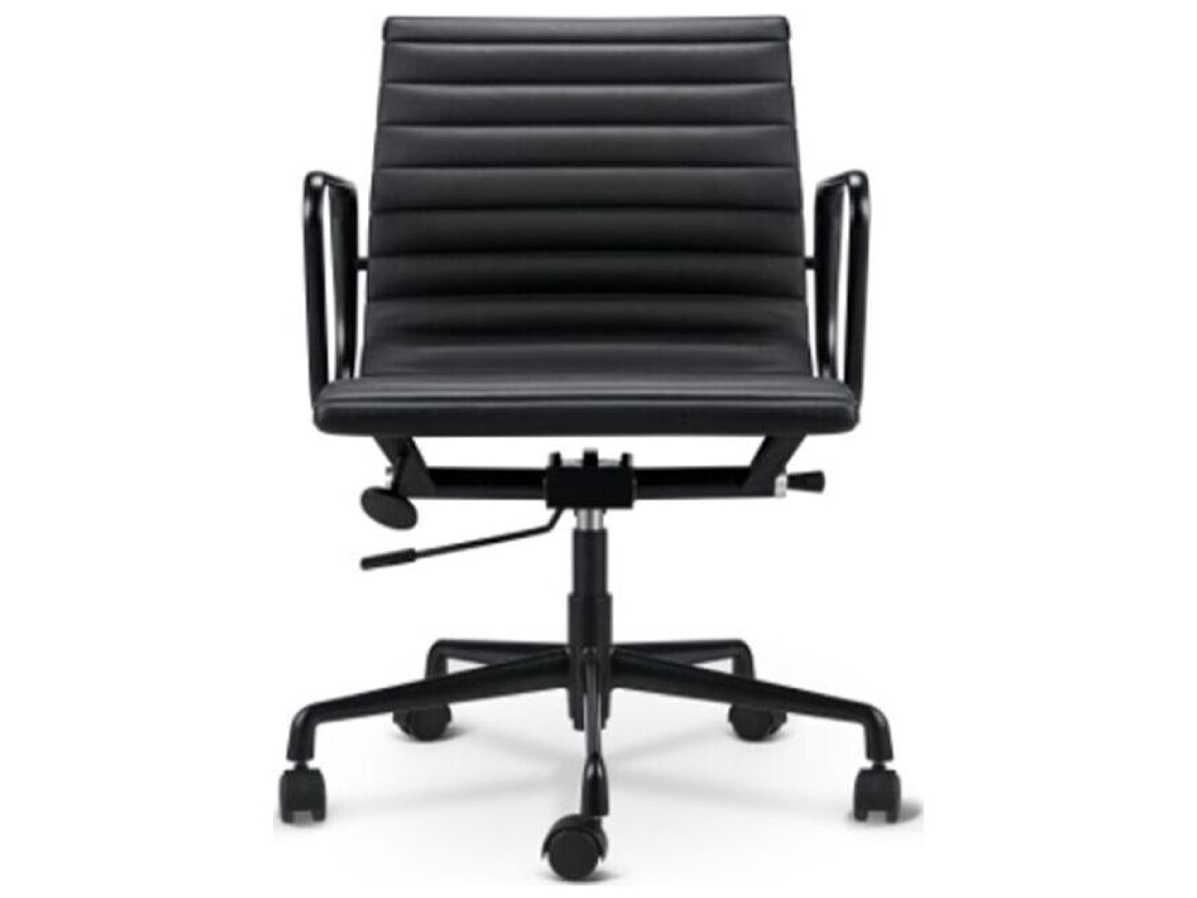 Falcon Low Black Faux Leather Adjustable Swivel Computer Office Chair