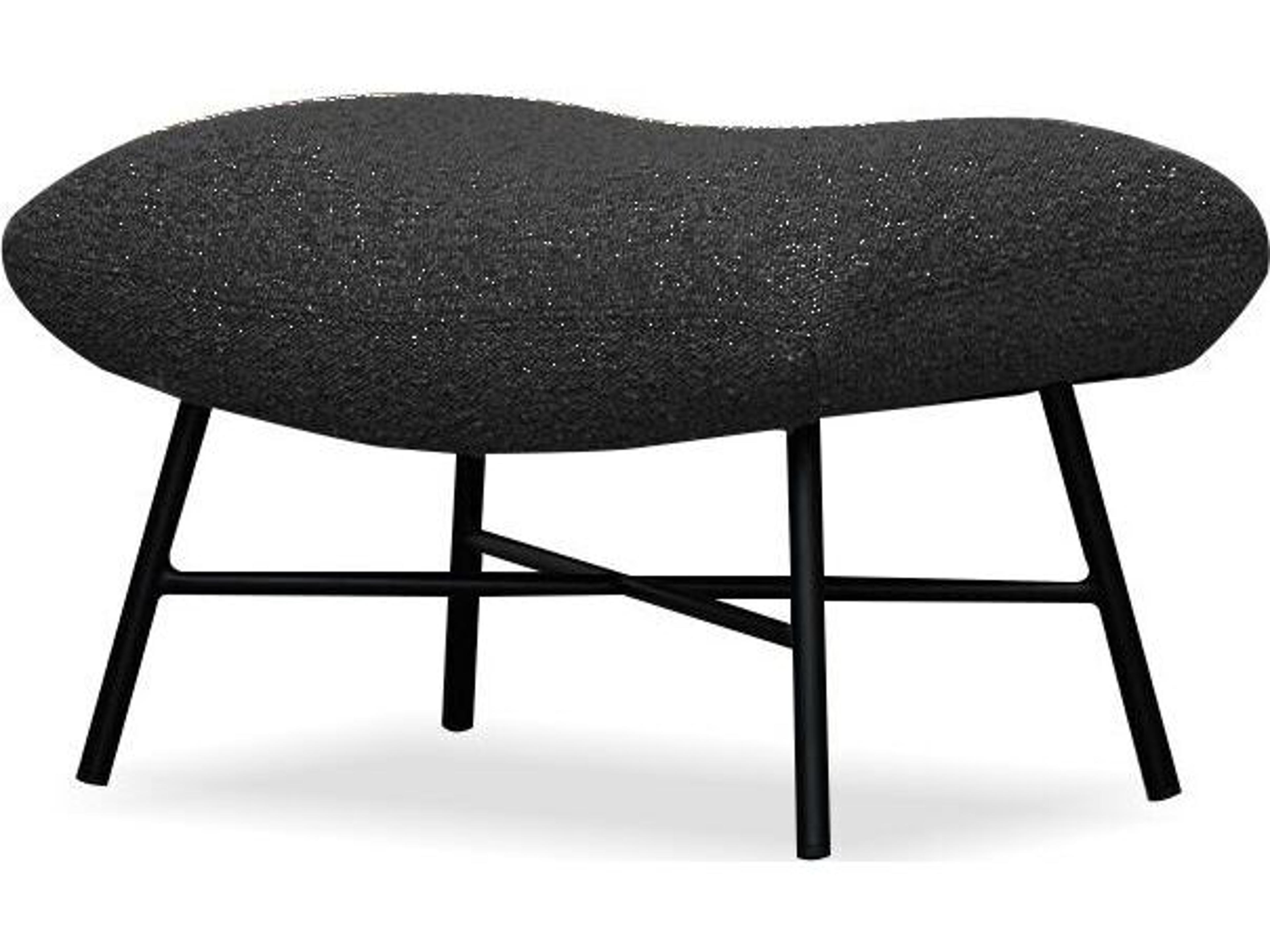 Caraway Black Faux Leather Ottoman