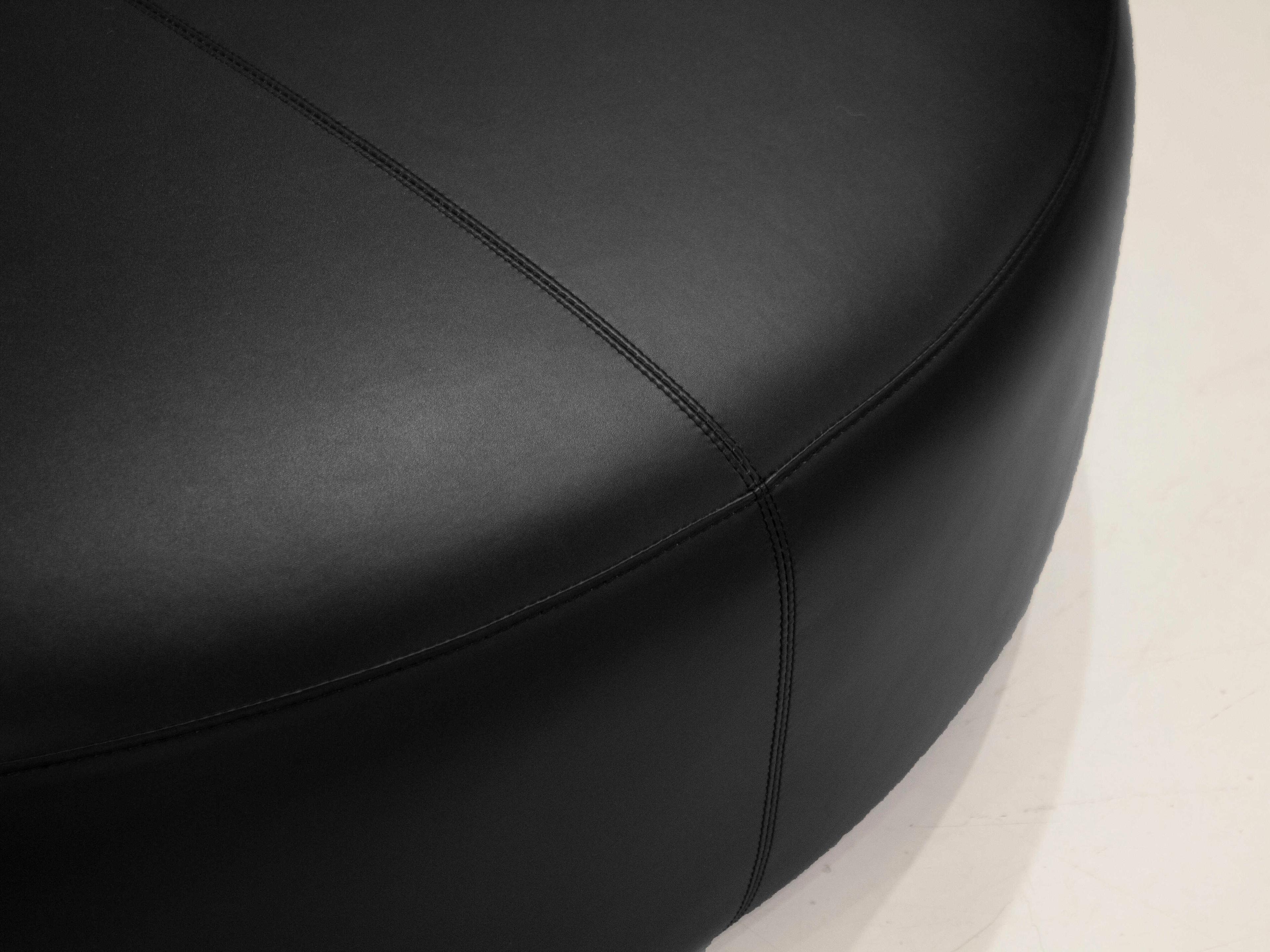 Mobital Disc Black Faux Leather Ottoman