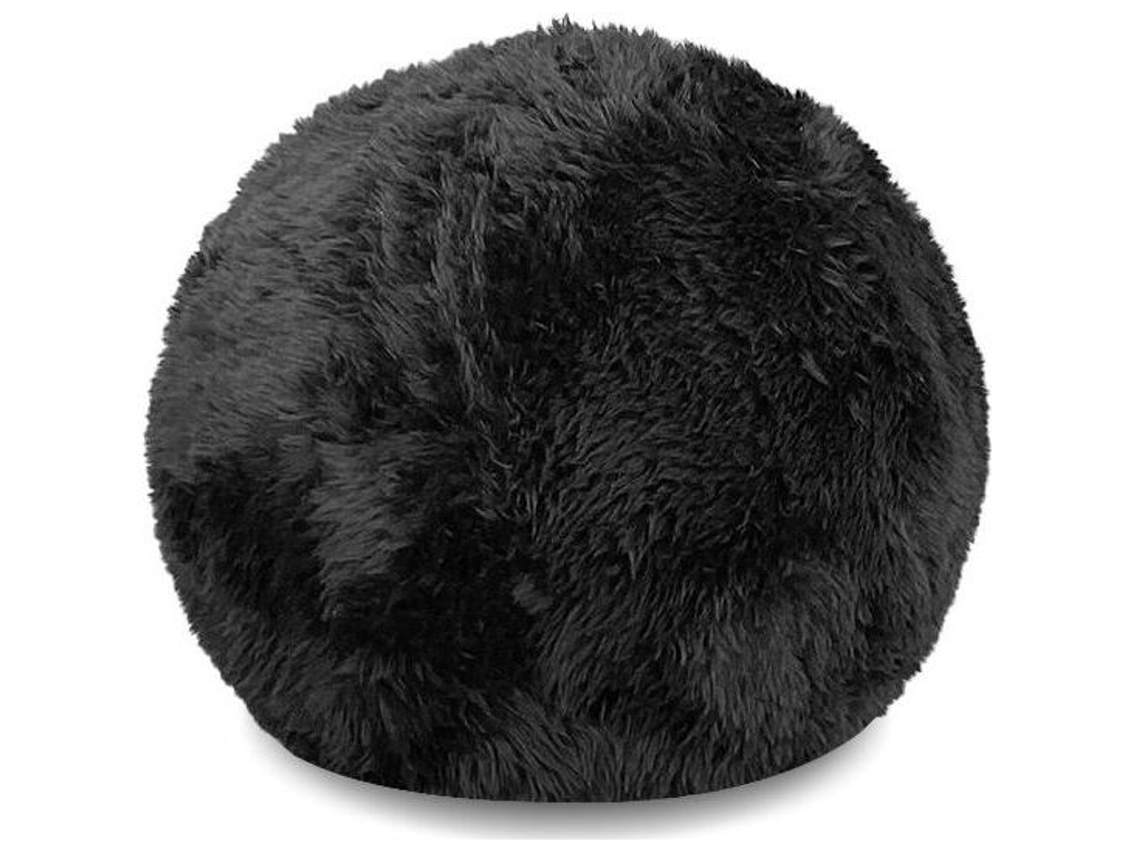 Mochi Black Fur Ottoman