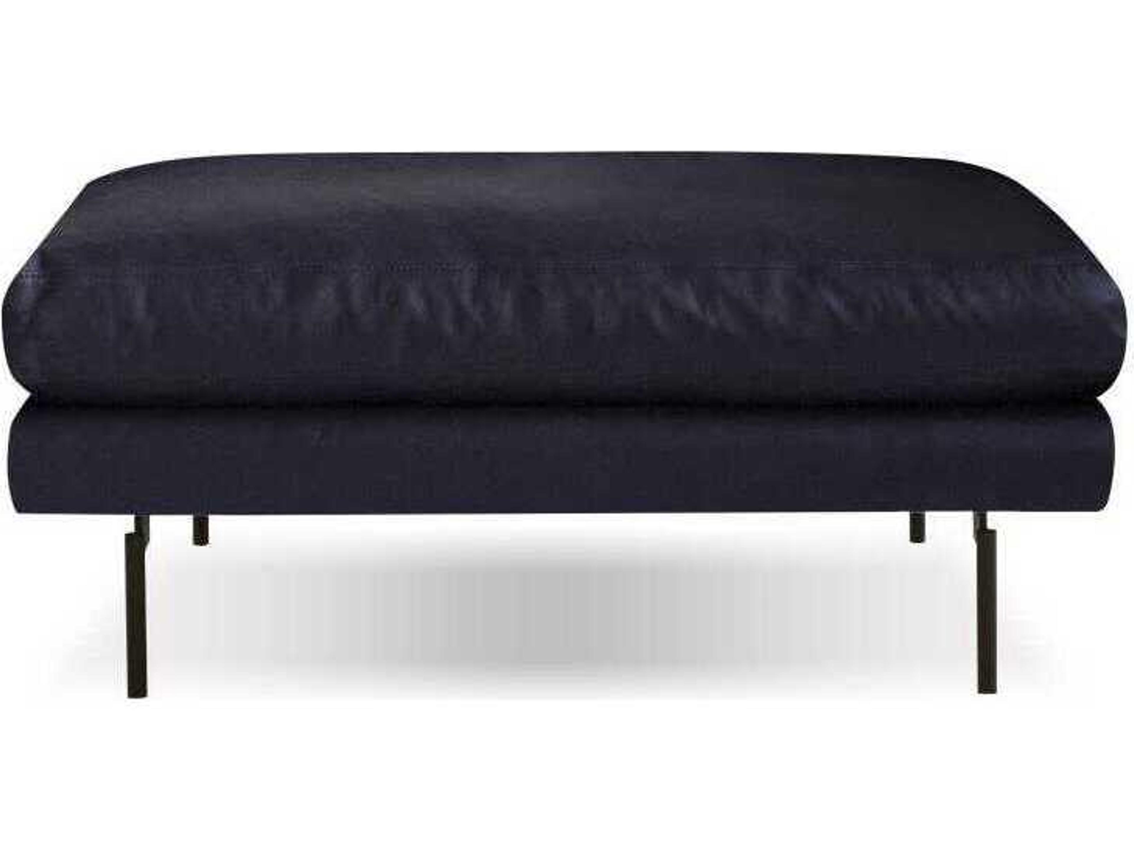 Tux Black Leather Ottoman