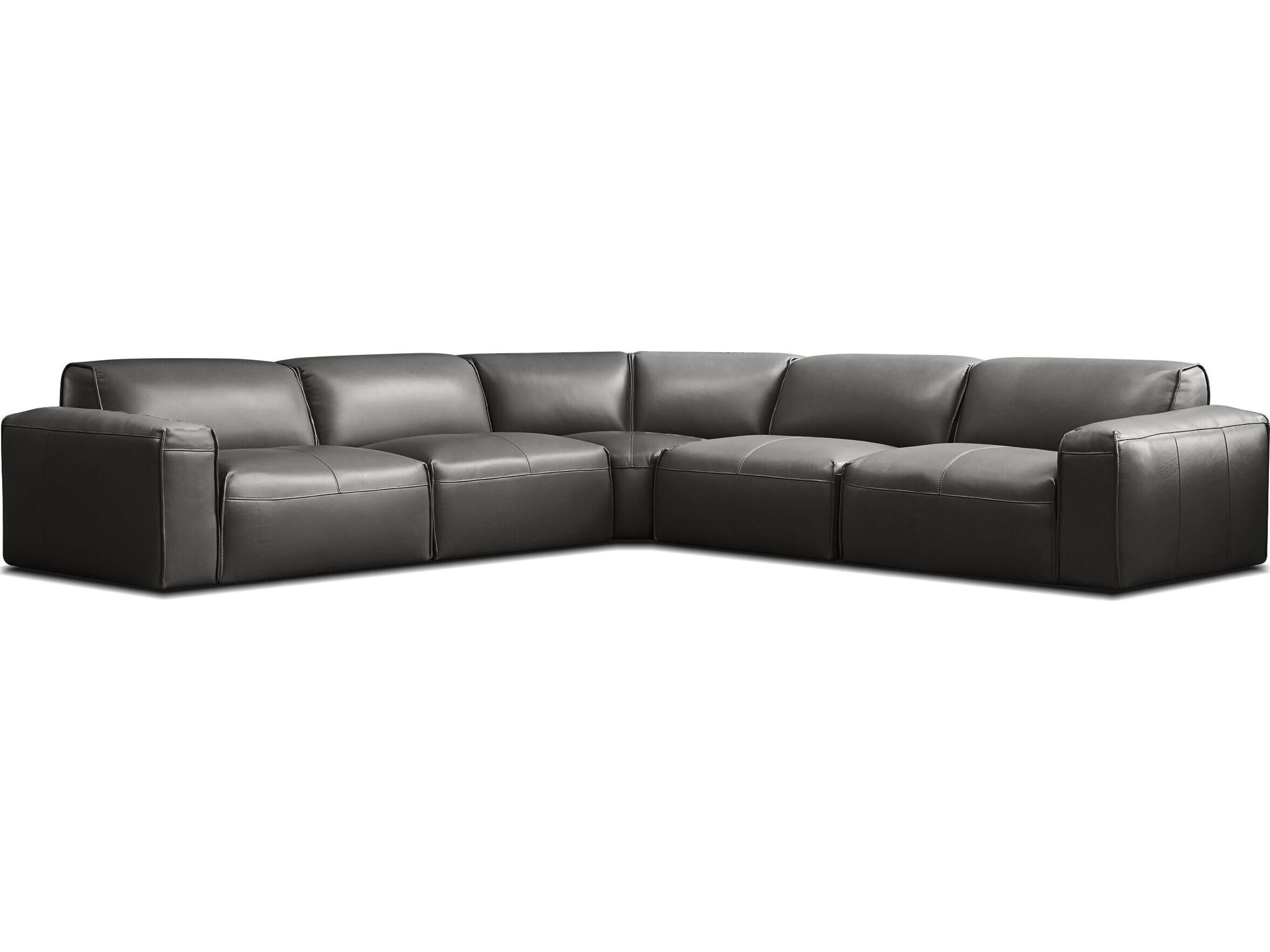 Boone Gray Leather Sectional Sofa