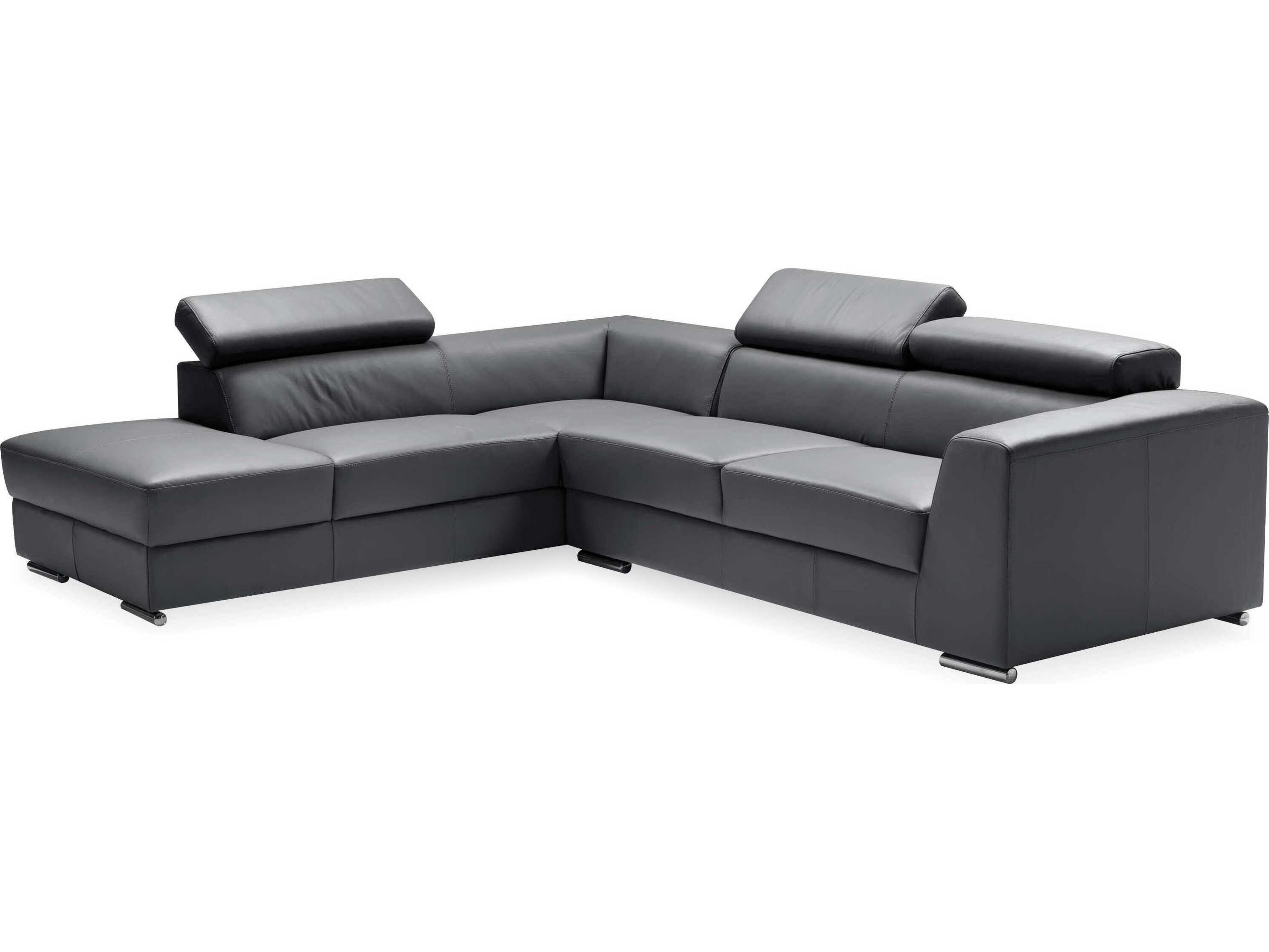 Icon Gray Leather Sectional Sofa