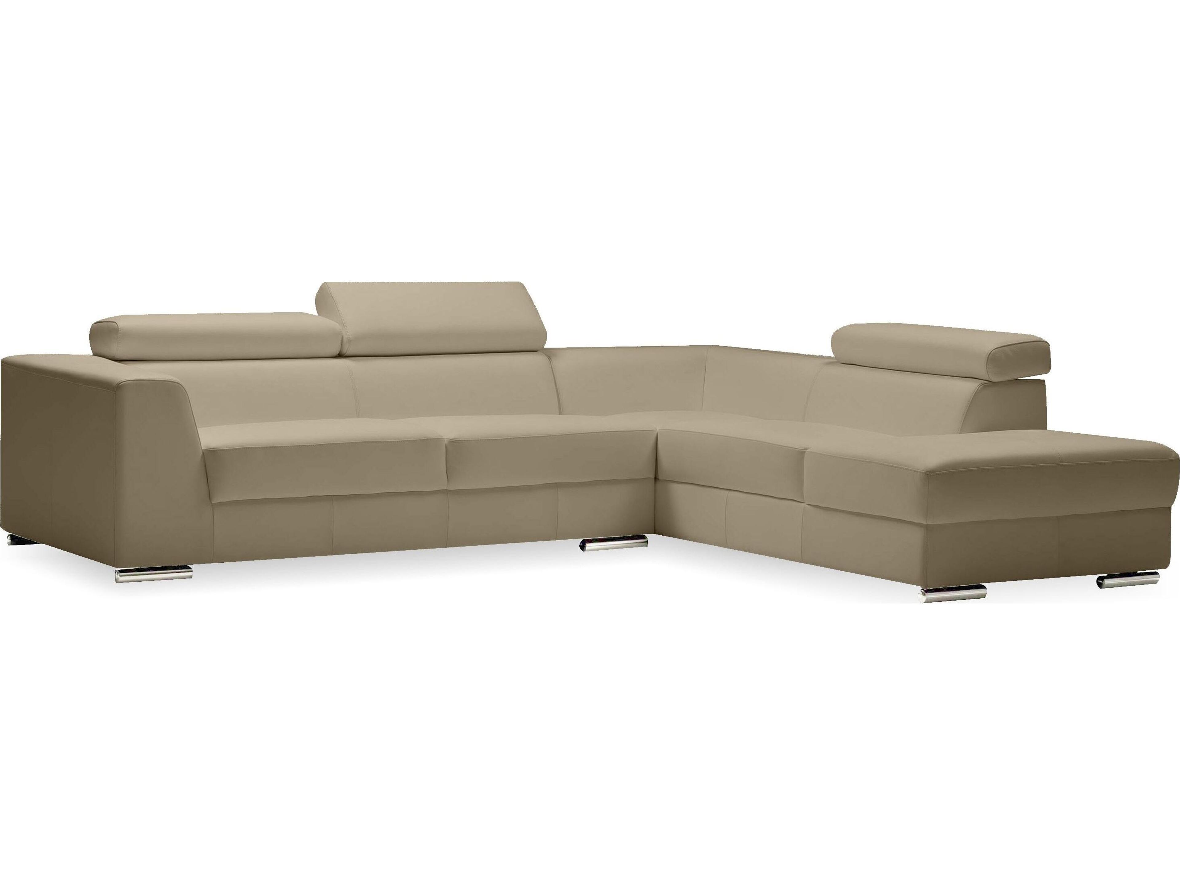 Icon Beige Leather Sectional Sofa