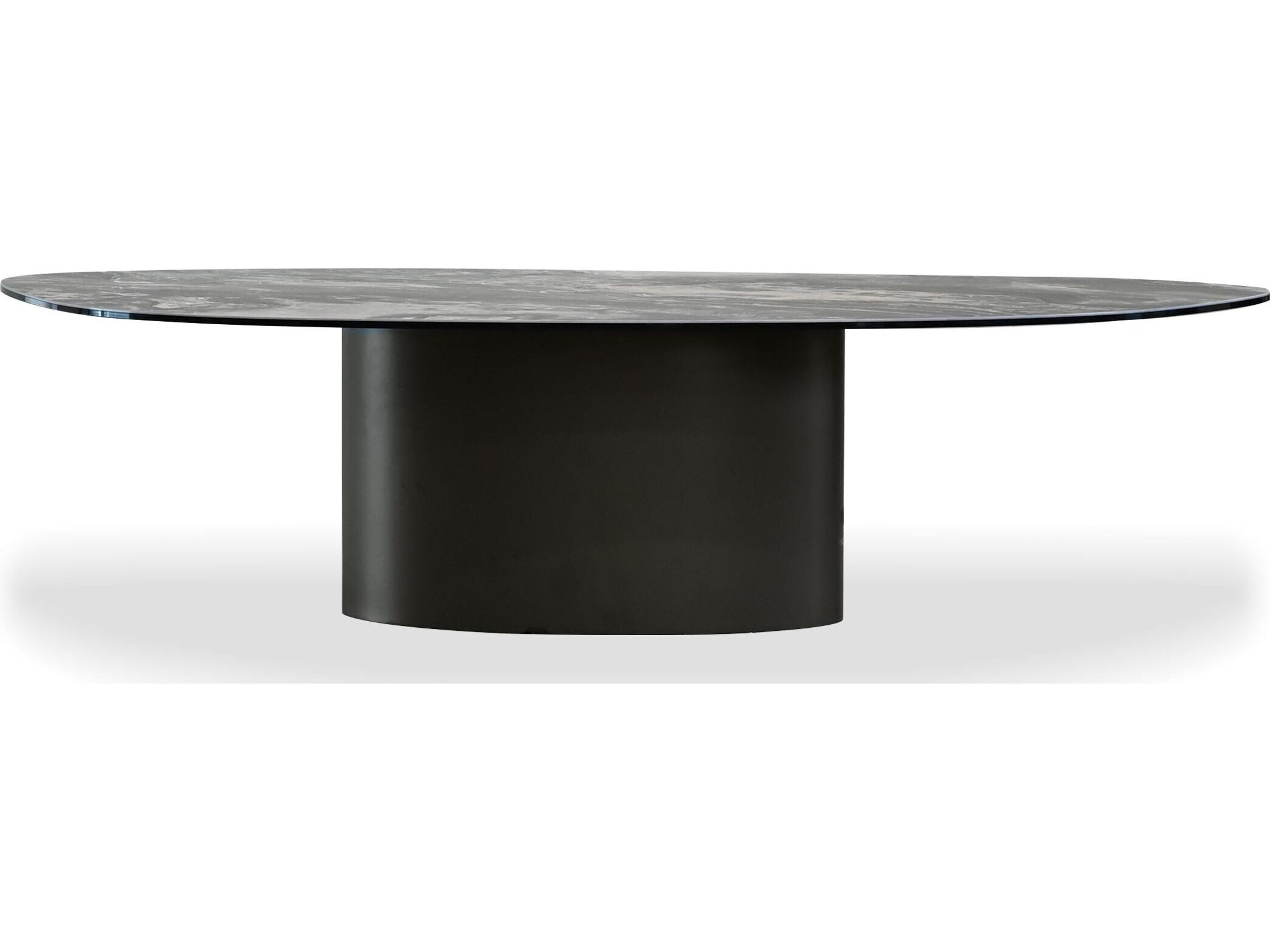 Mobital Argon Oval Fantasia Marrone Metallo Ceramic Top Coffee Table
