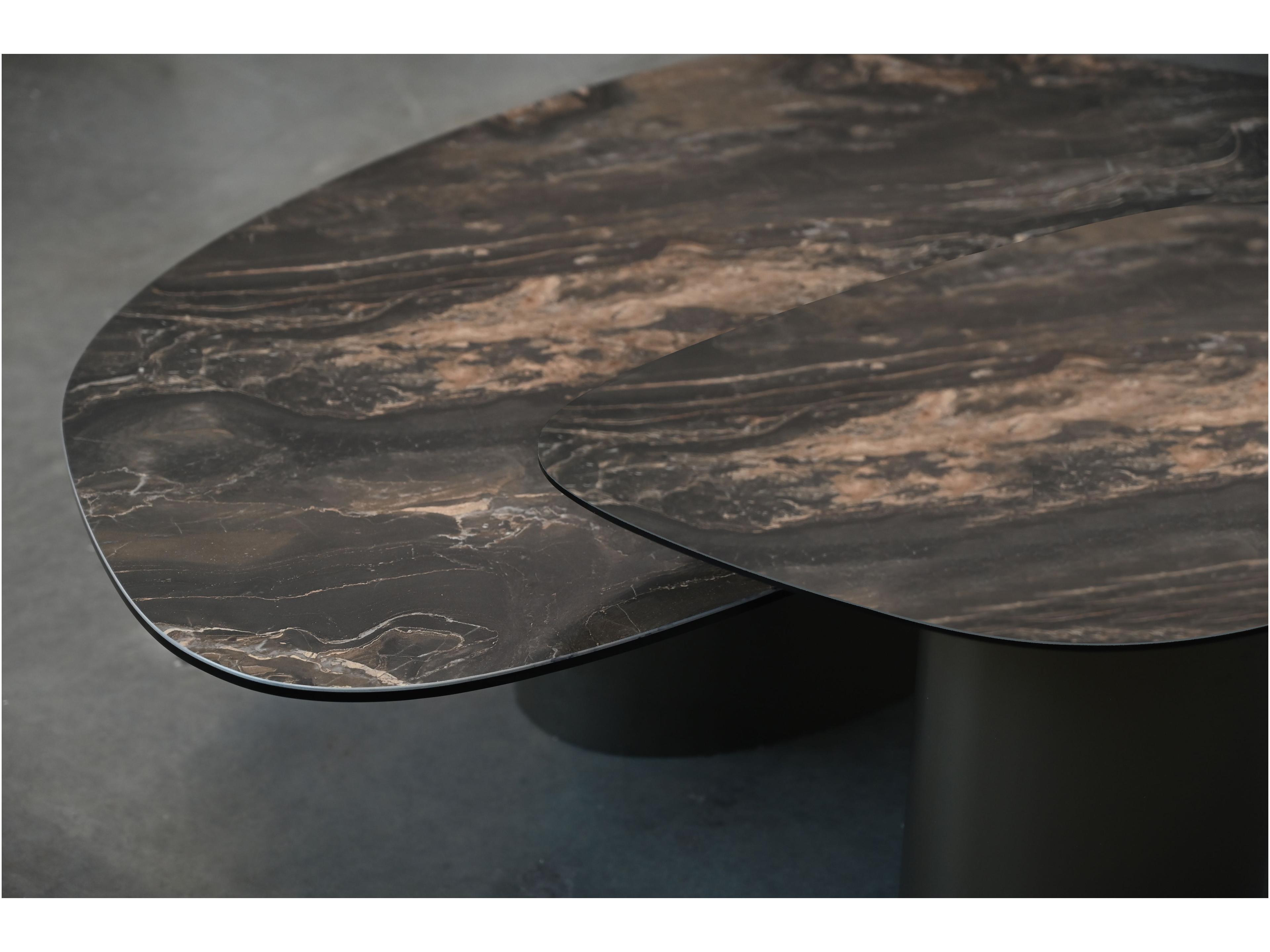 Mobital Argon Oval Fantasia Marrone Metallo Ceramic Top Coffee Table