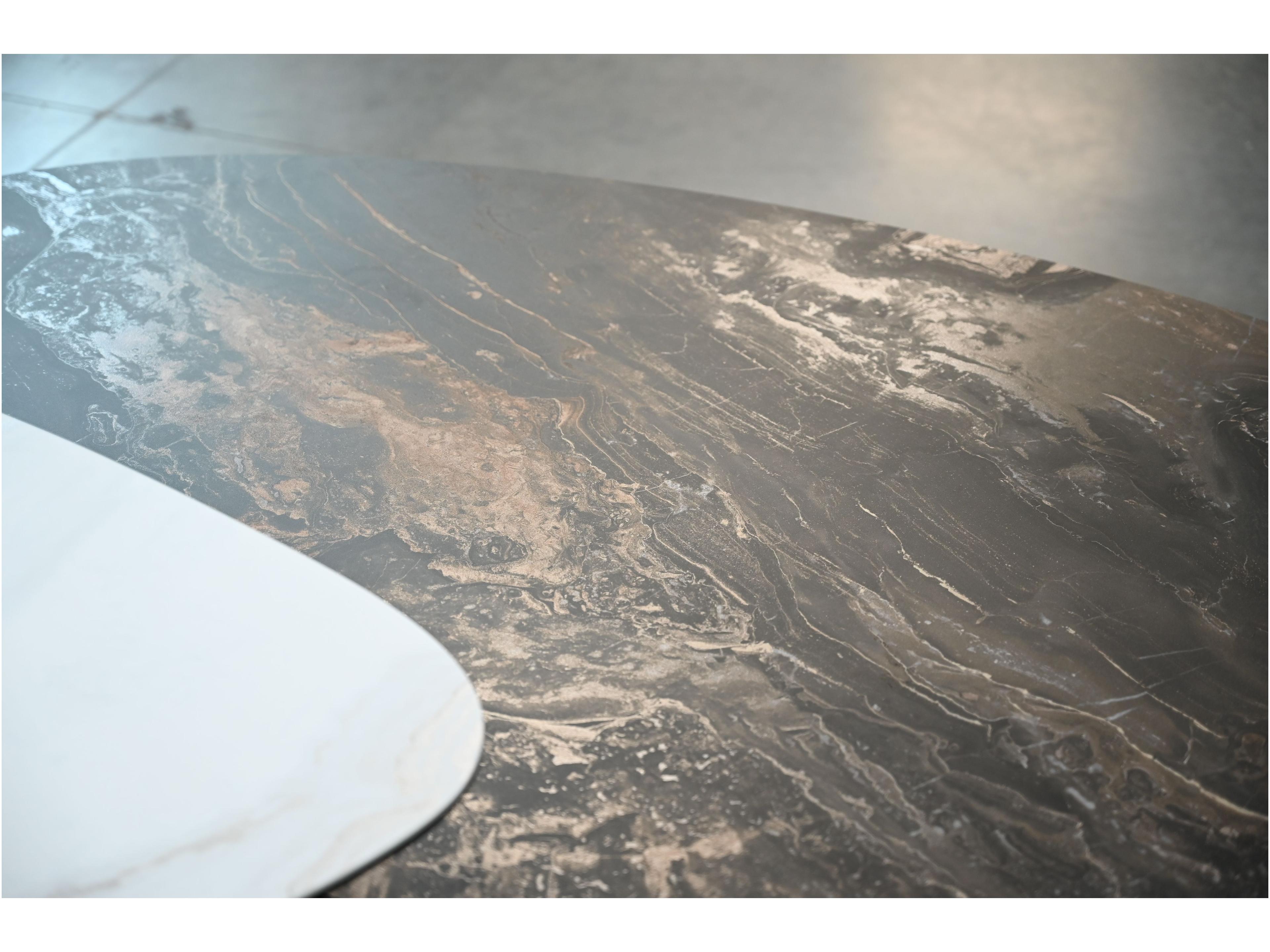 Mobital Argon Oval Fantasia Marrone Metallo Ceramic Top Coffee Table