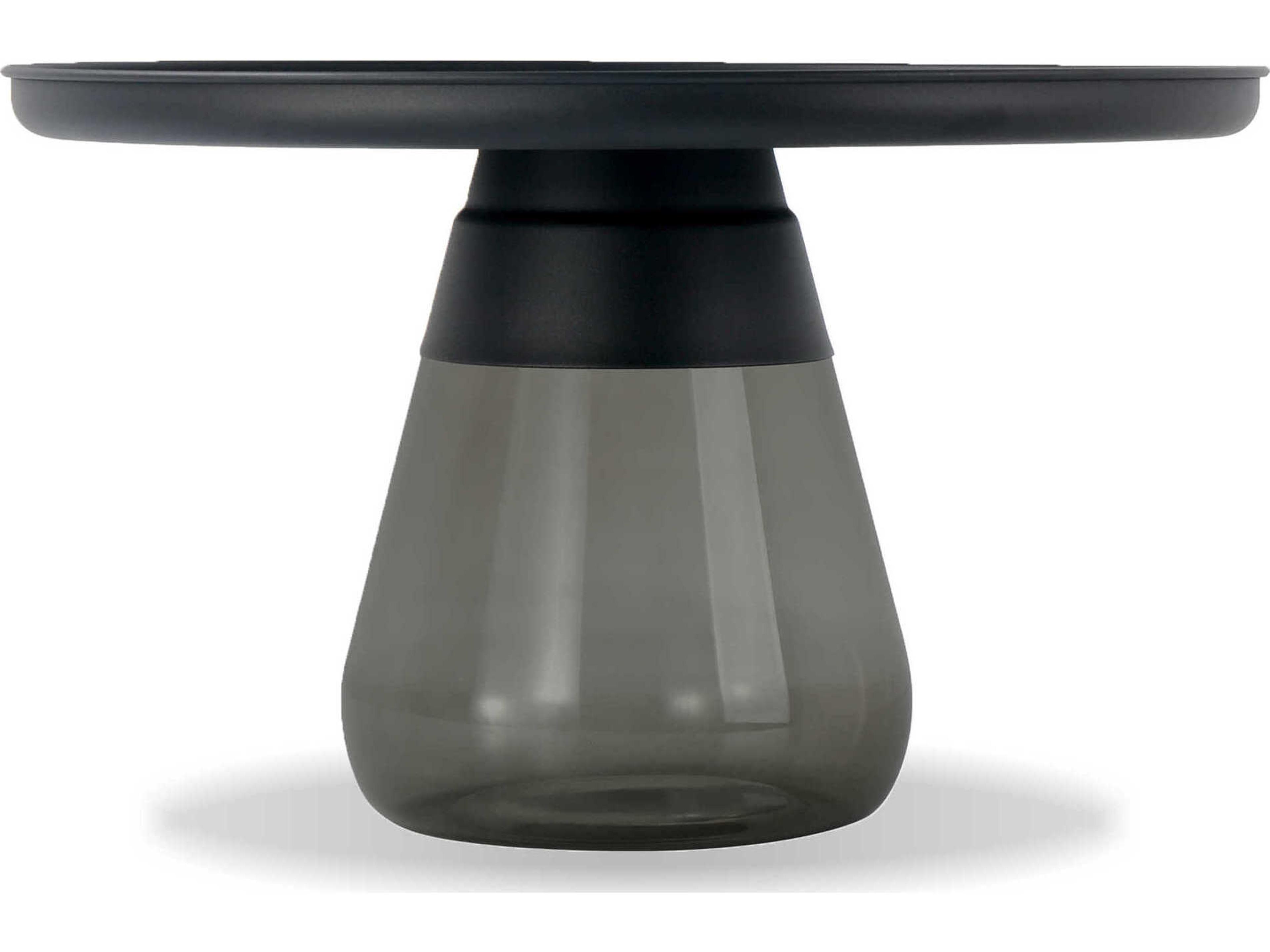 Mobital Duverre Round Metal Matte Black Smoke Coffee Table