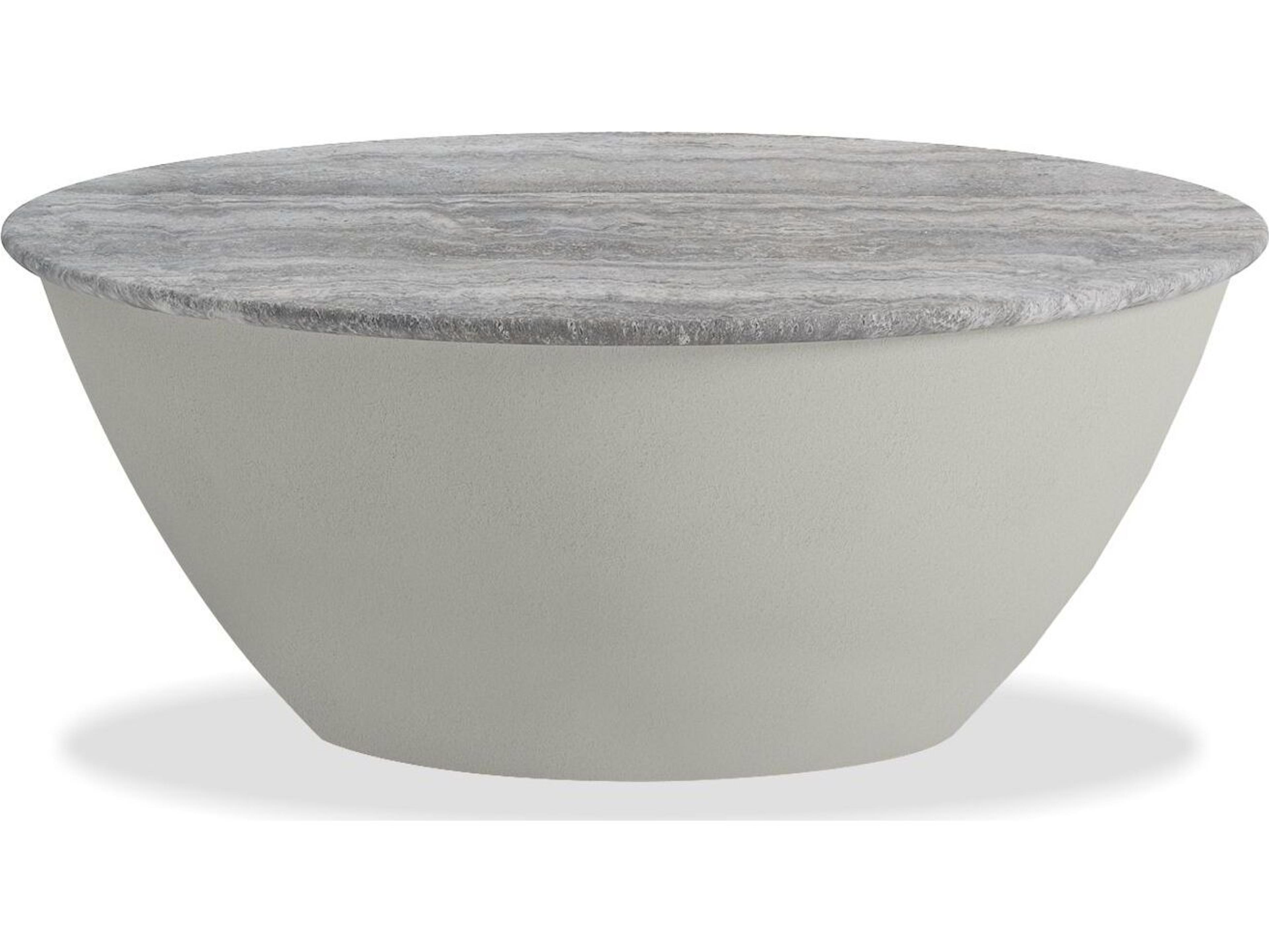 Eave Round Silver Grey Travertine Marble Top Coffee Table