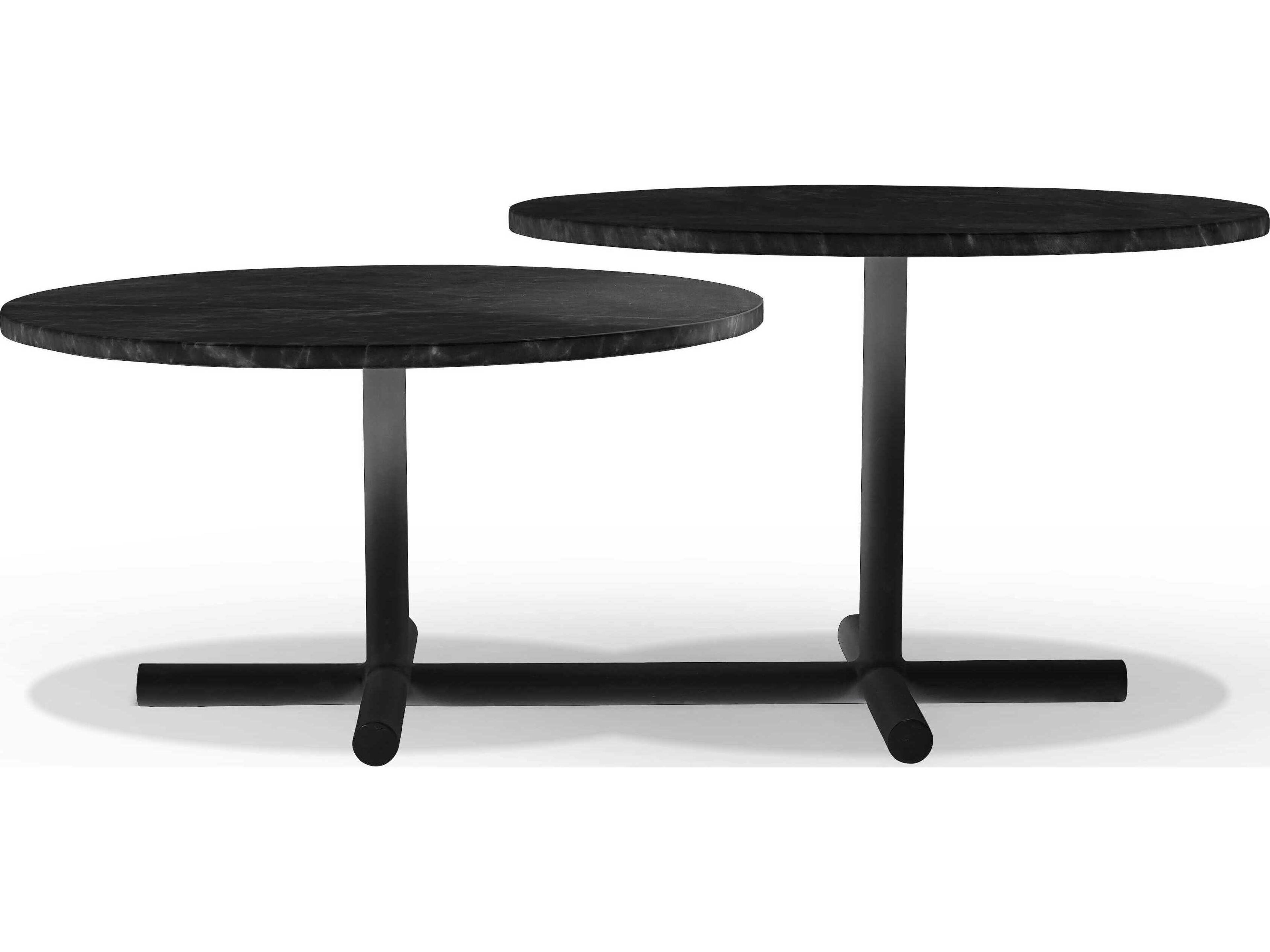X And O Round Marble Black Coffee Table