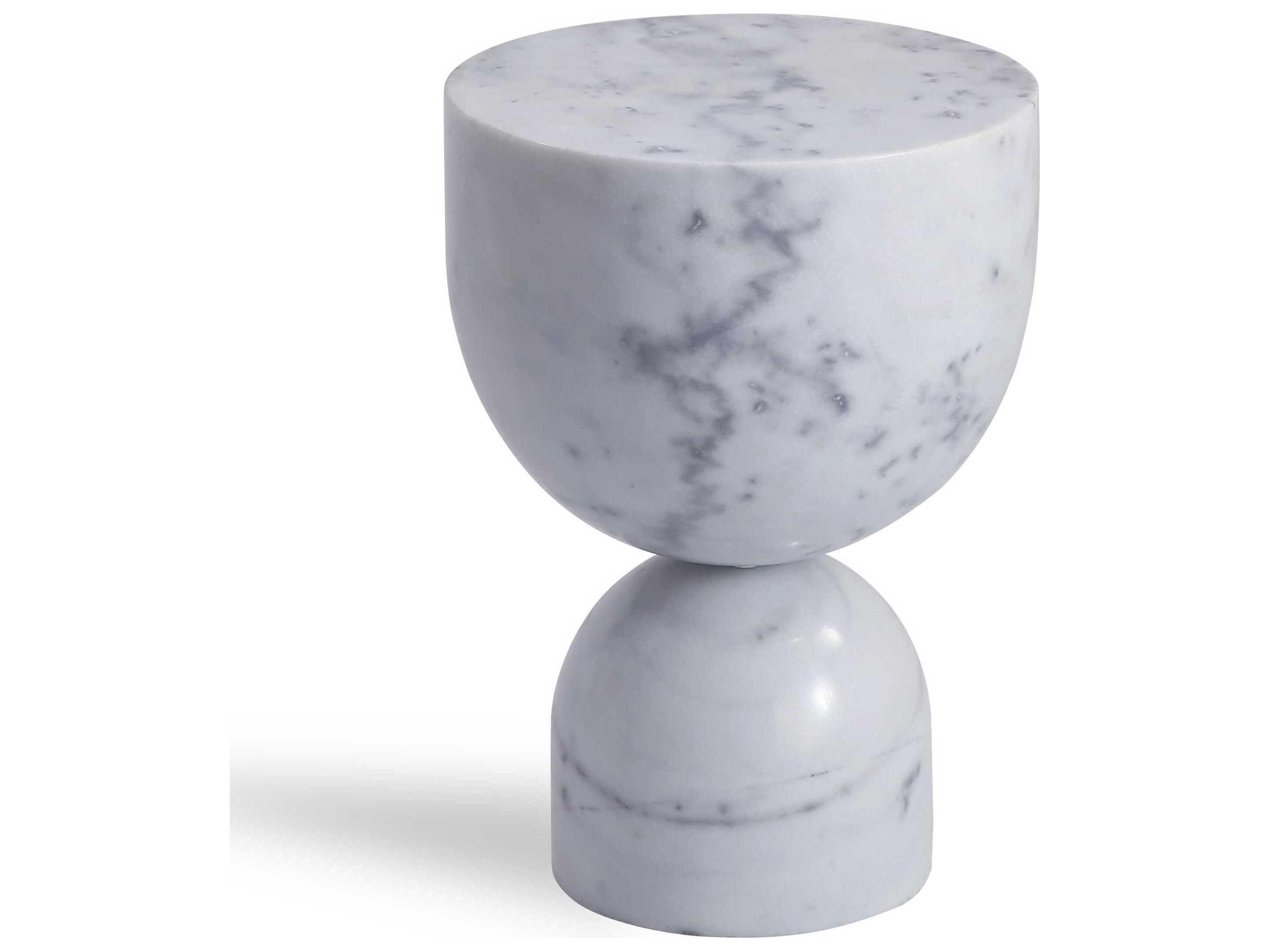 Apothecary Round Marble White End Table