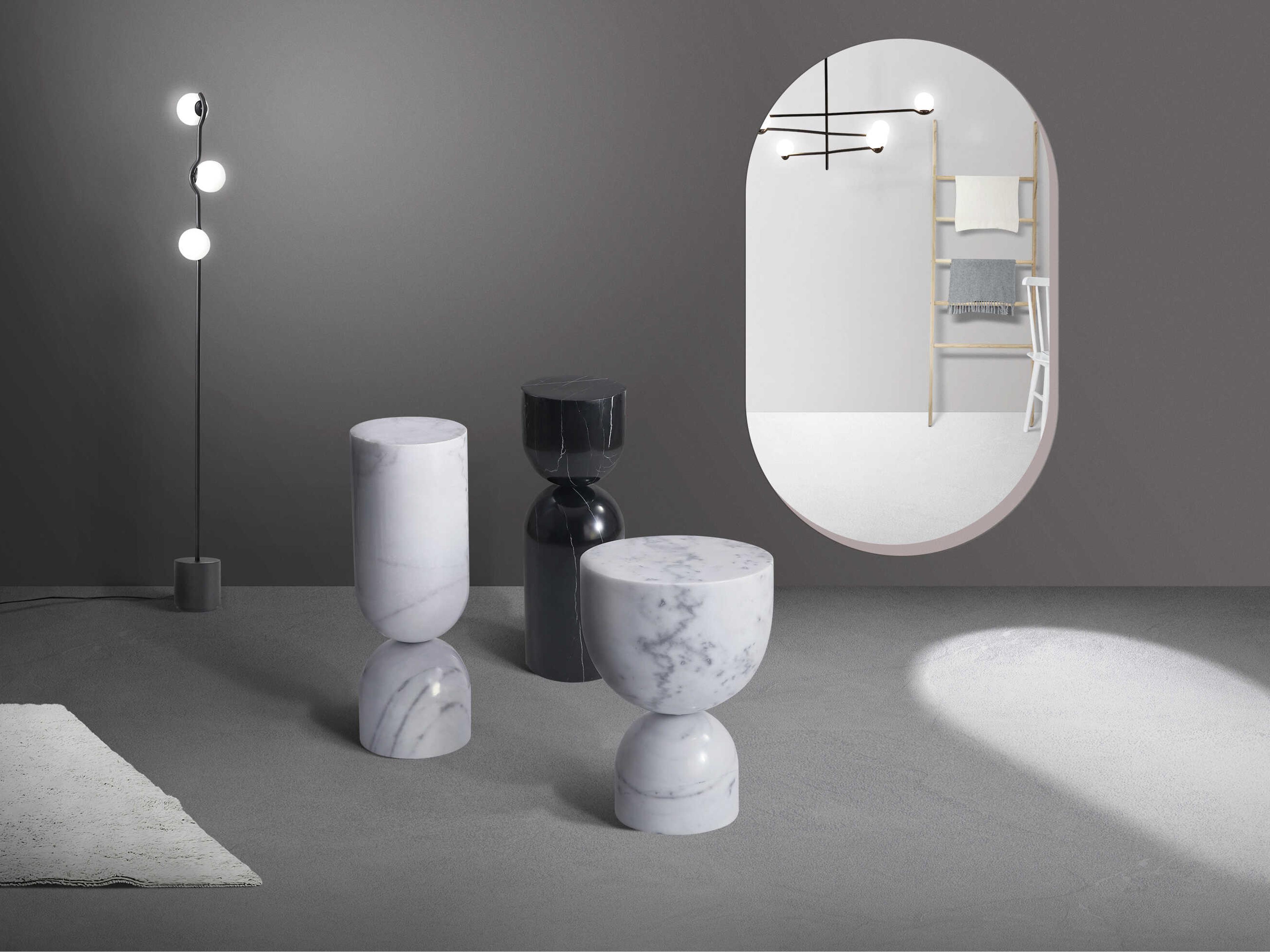 Mobital Apothecary Round Marble White End Table