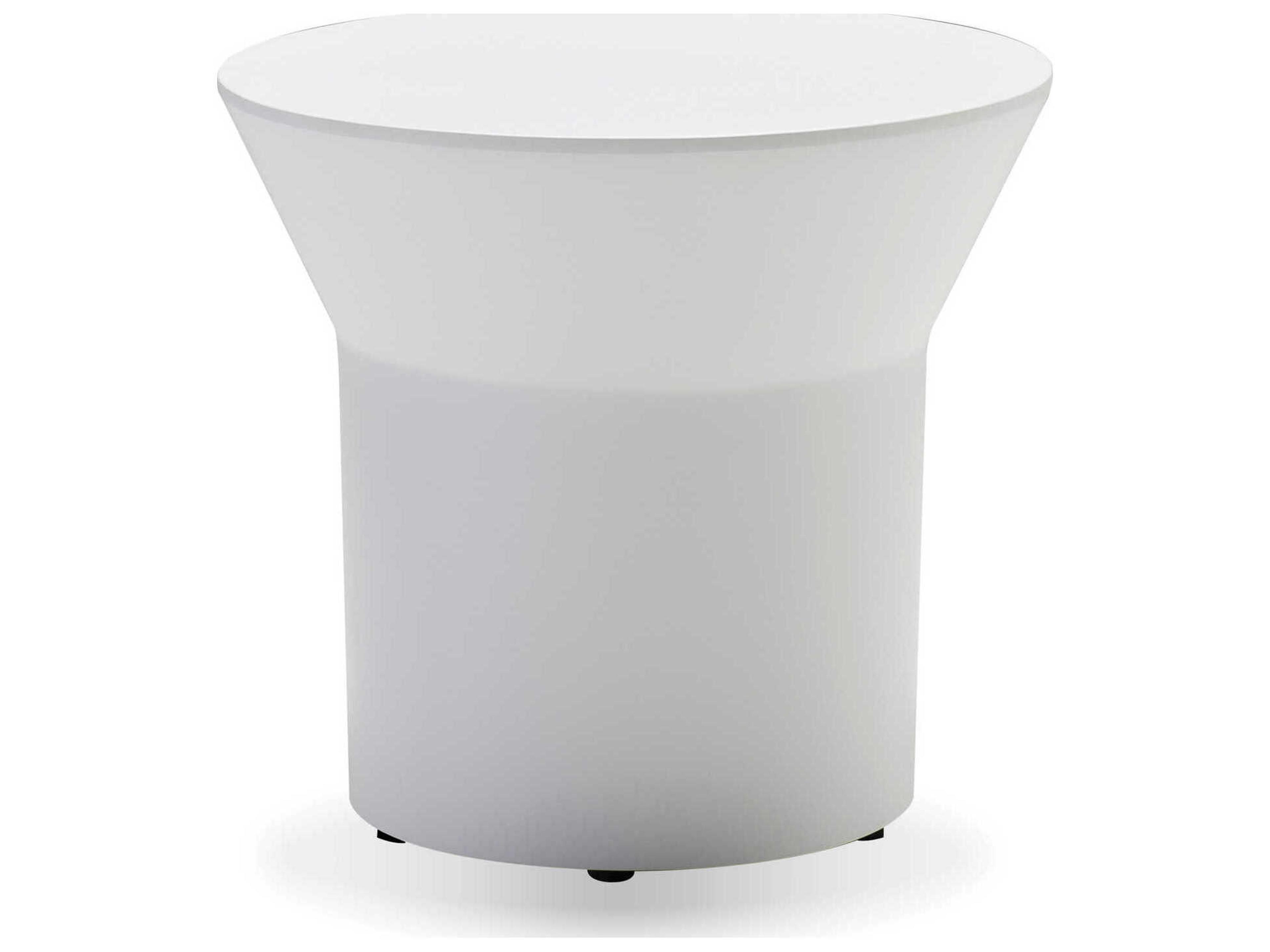 Boracay Round Faux Cement White End Table