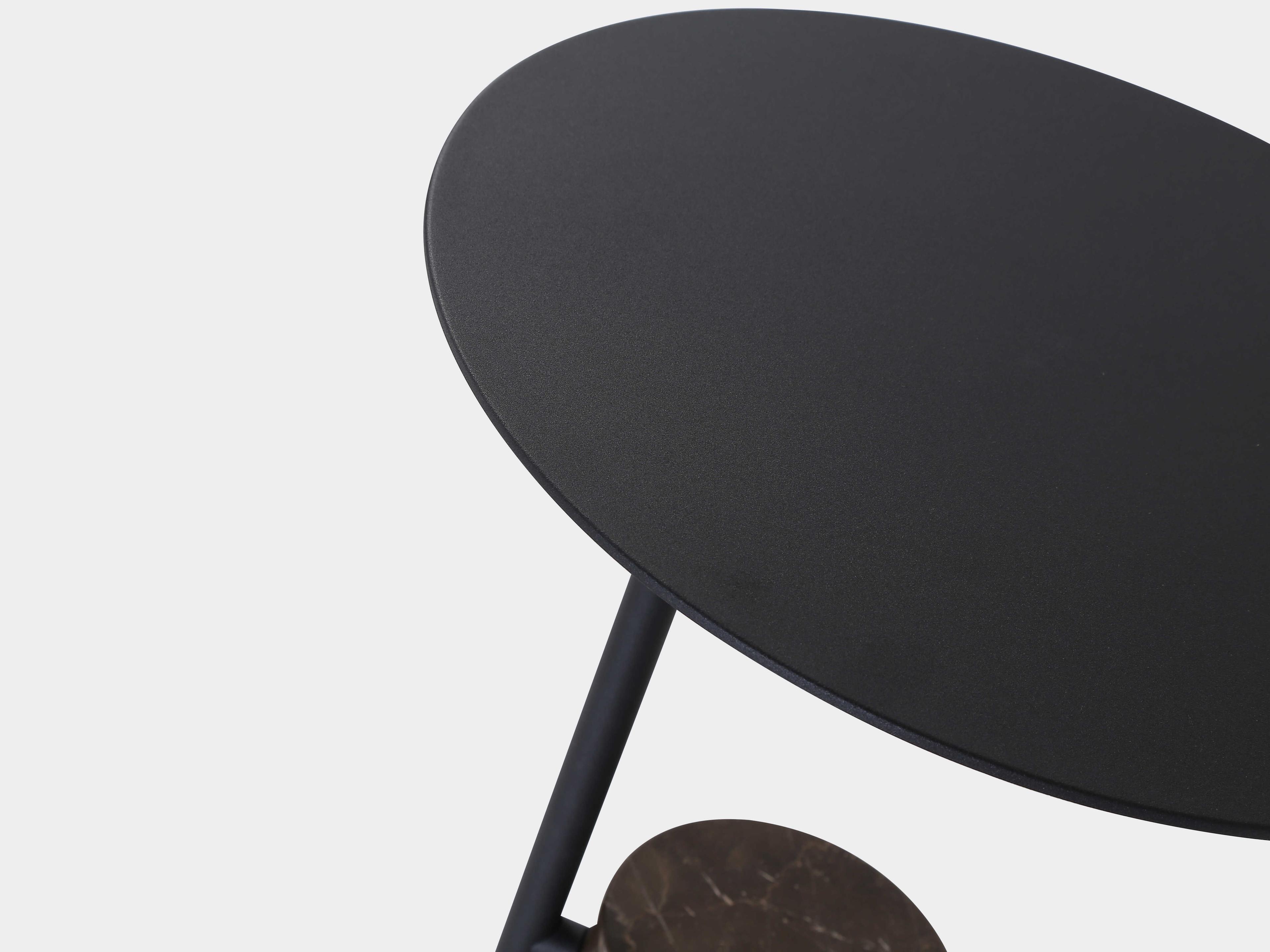 Mobital Butler Round Marble Black Brown Round End Table