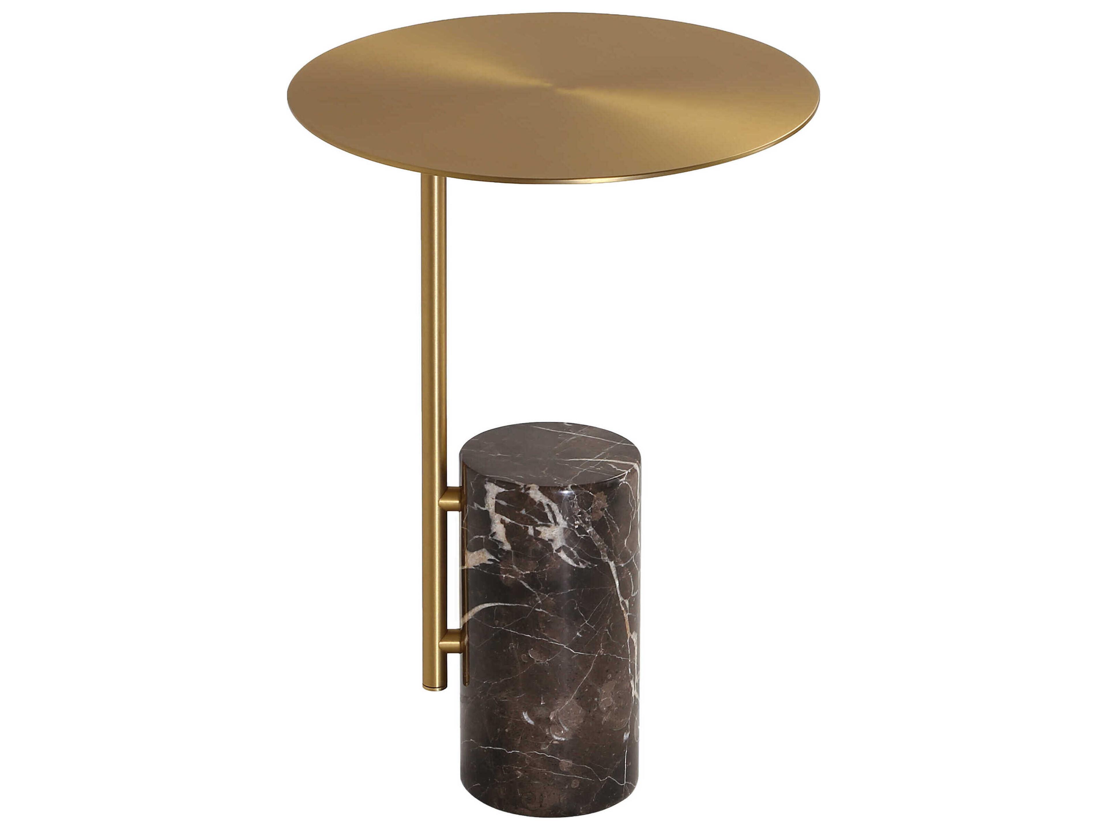 Butler Round Marble Brass White Round End Table