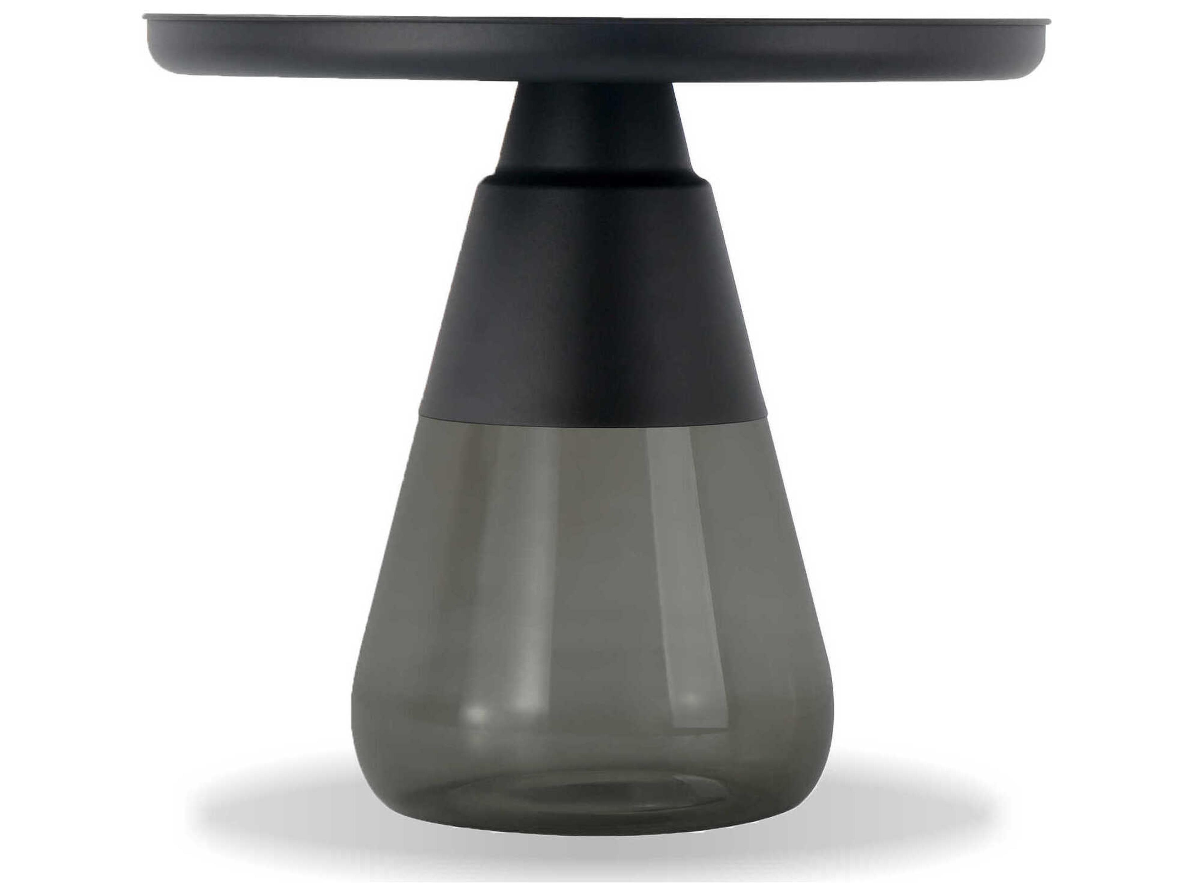 Mobital Duverre Round Metal Matte Black Smoke End Table