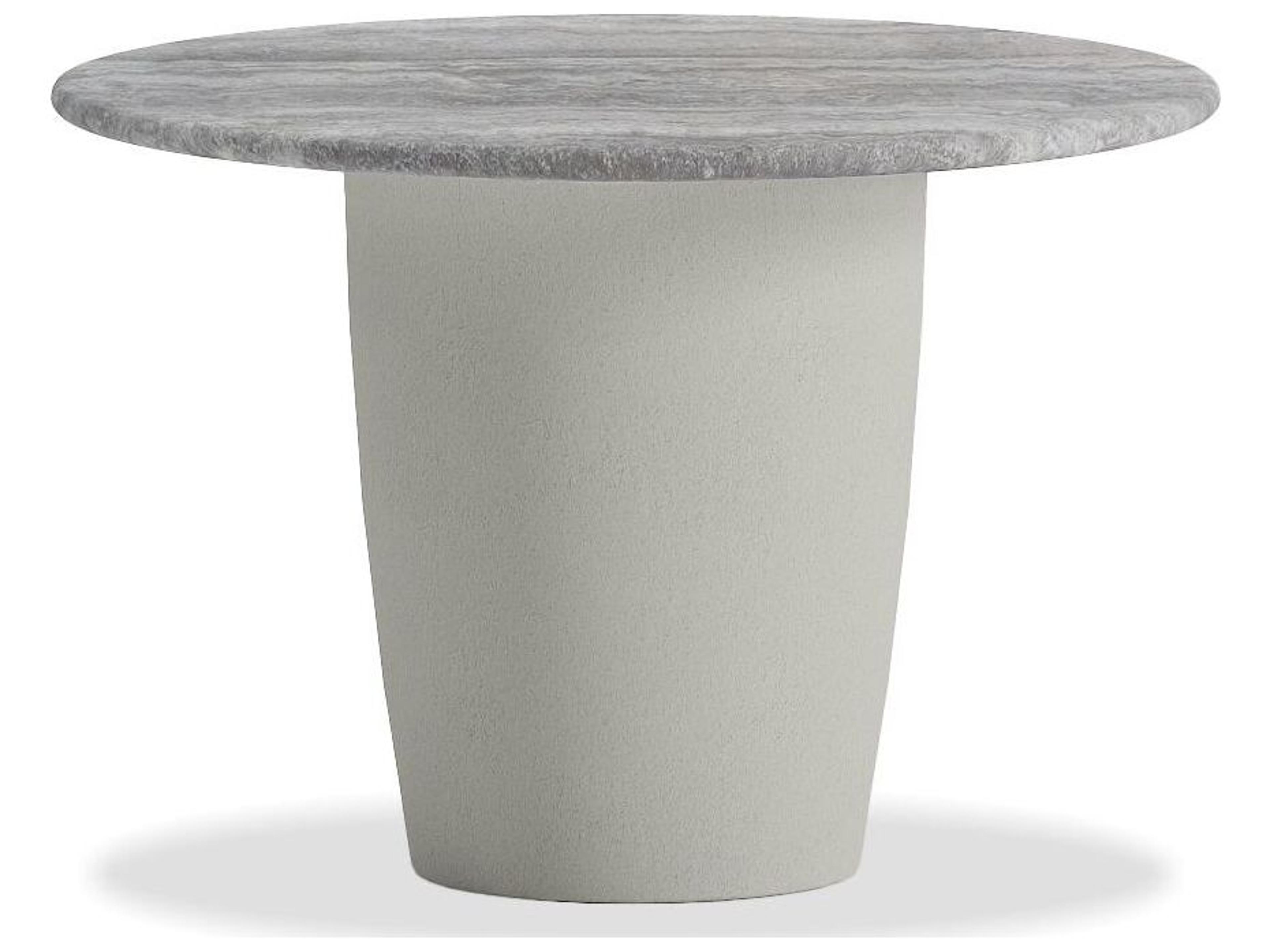 Edem Round Silver Grey Travertine Marble Top End Table