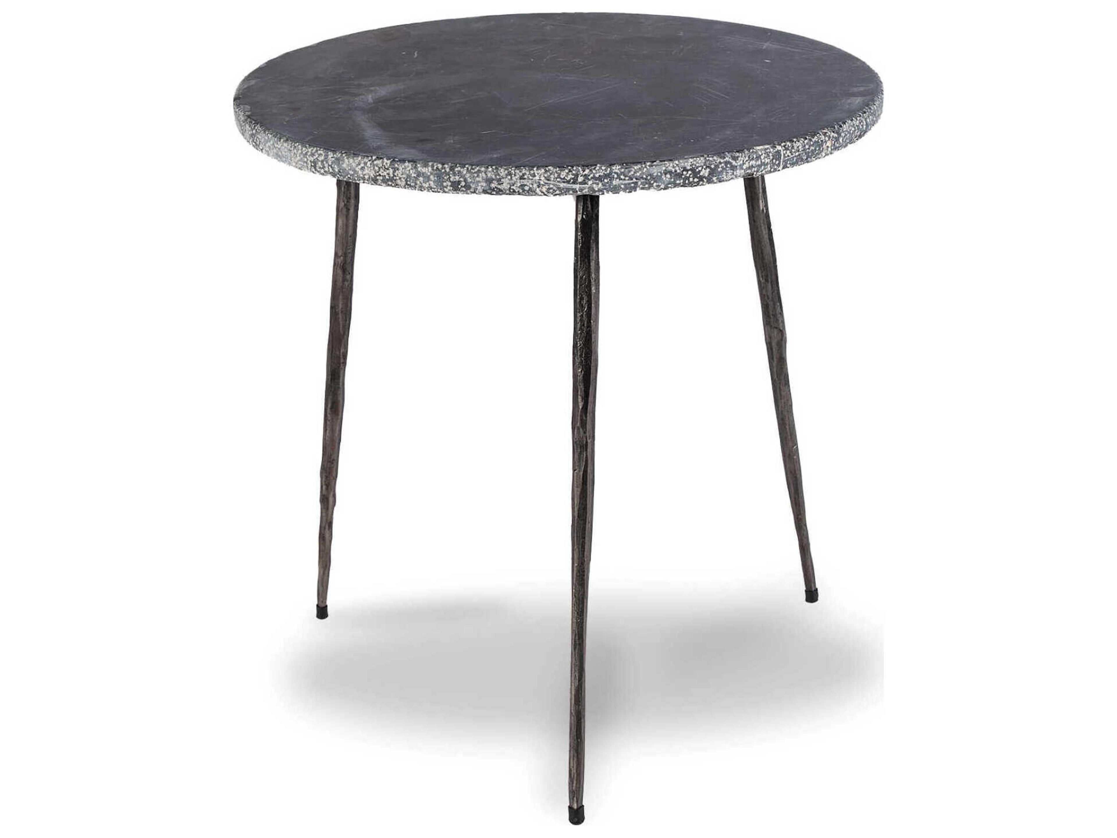 Kaii Round Marble Black End Table