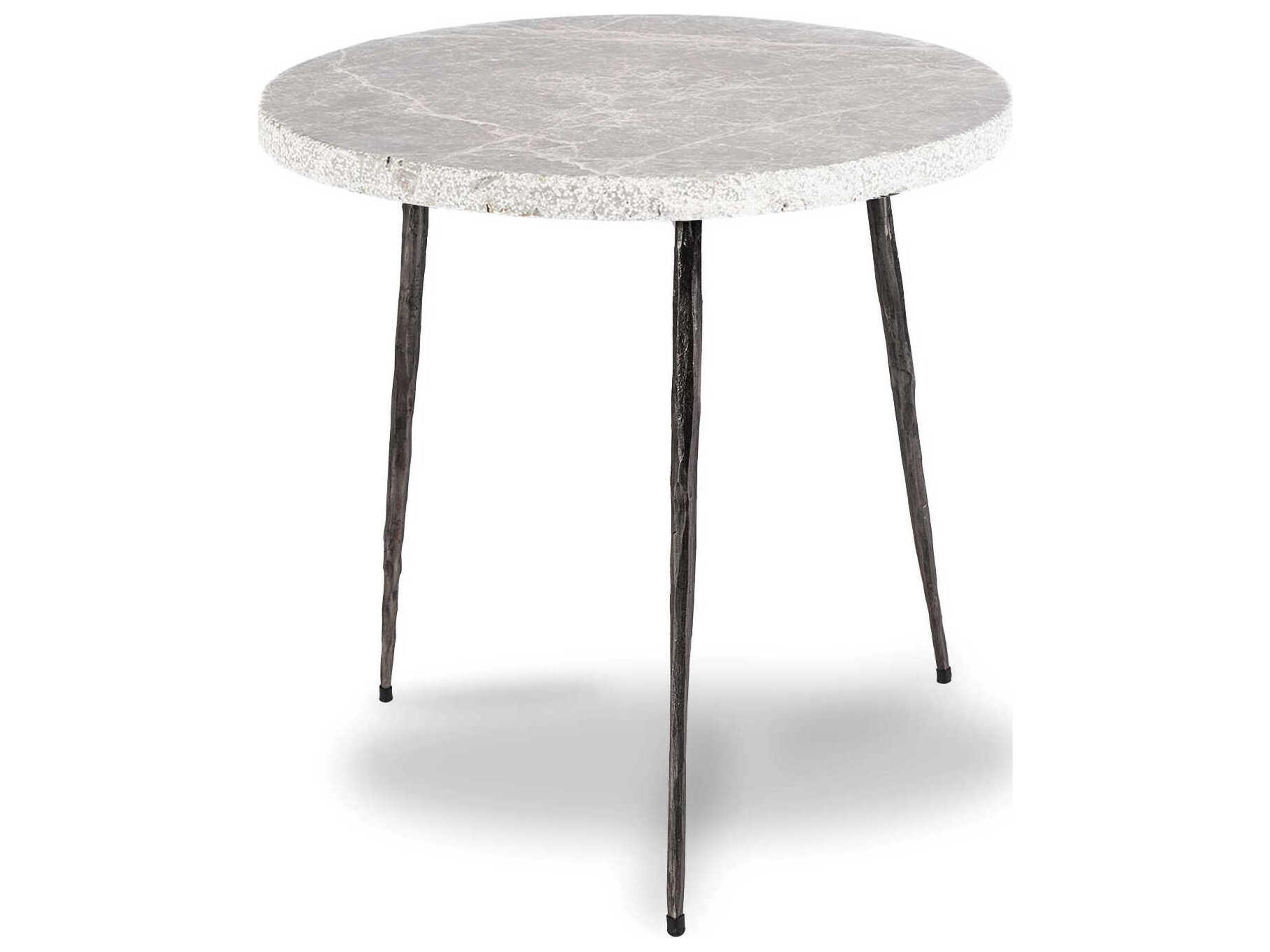 Kaii Round Marble Grey End Table