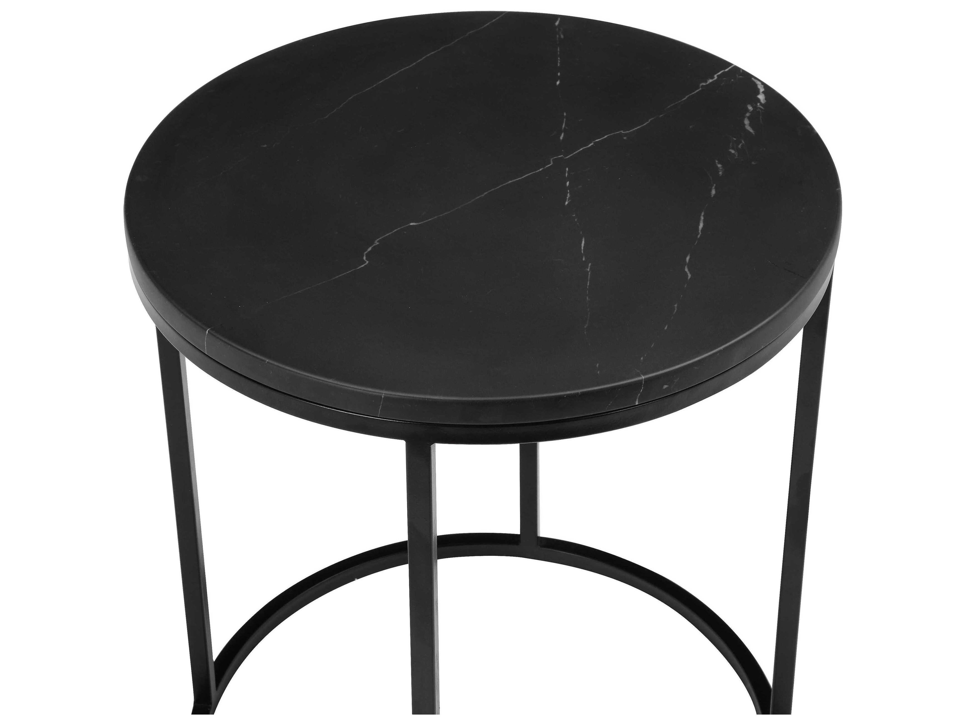 Mobital Onix Round Marble Black End Table