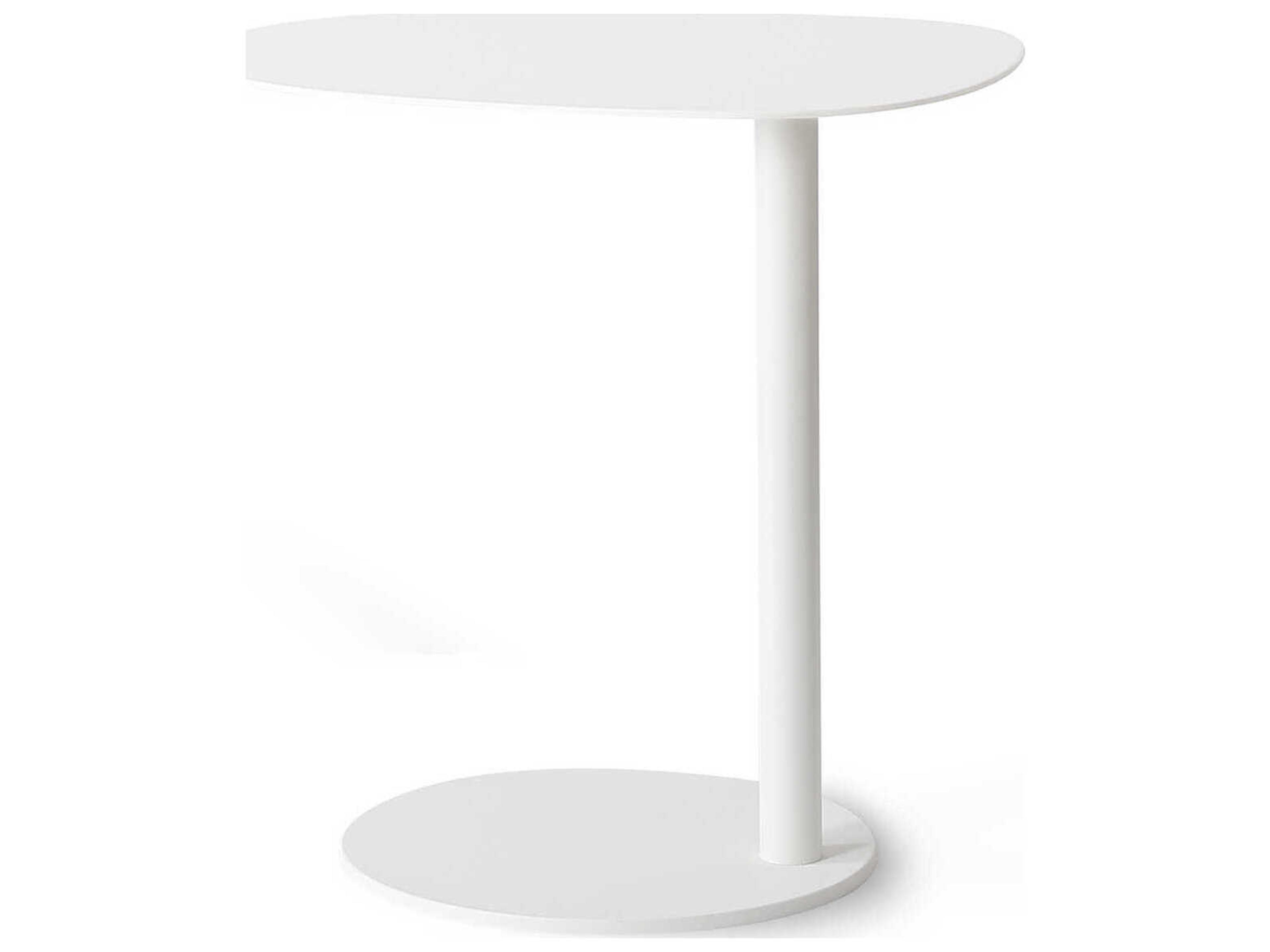 Perch Round Metal Matte White End Table