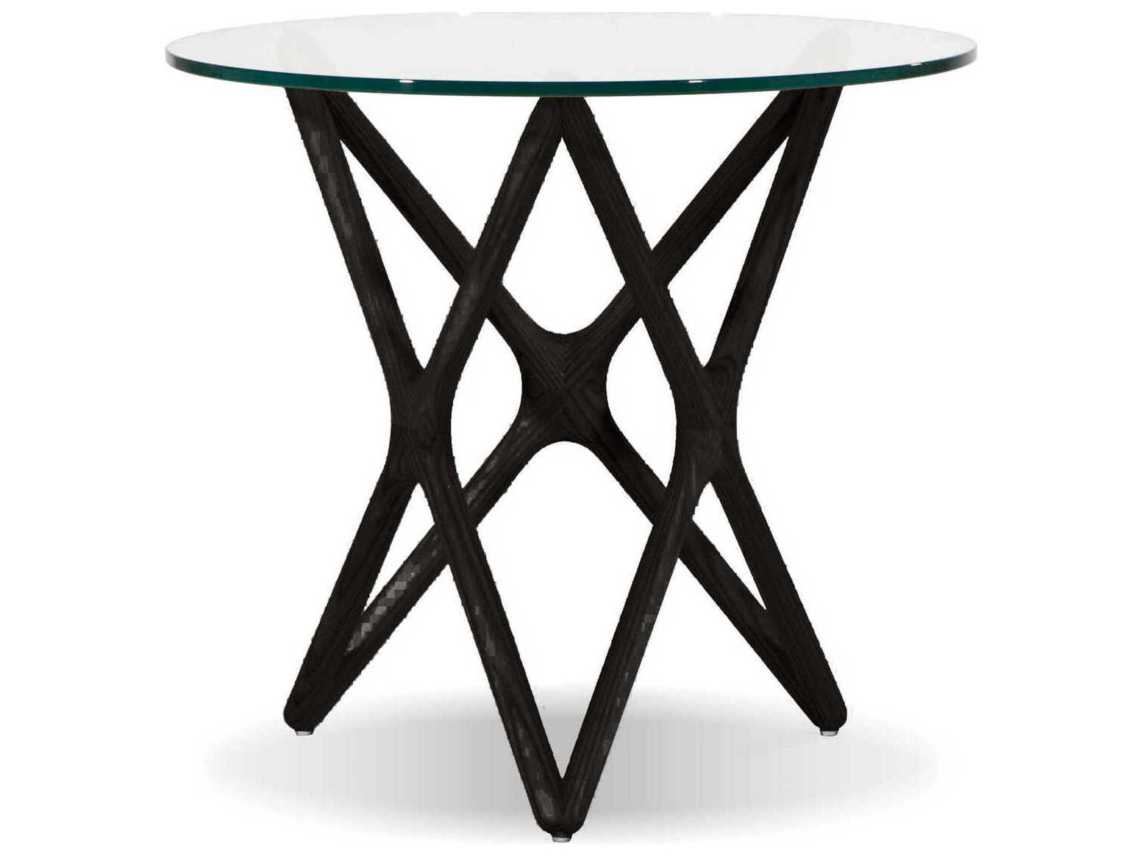 Quasar Round Glass Black End Table