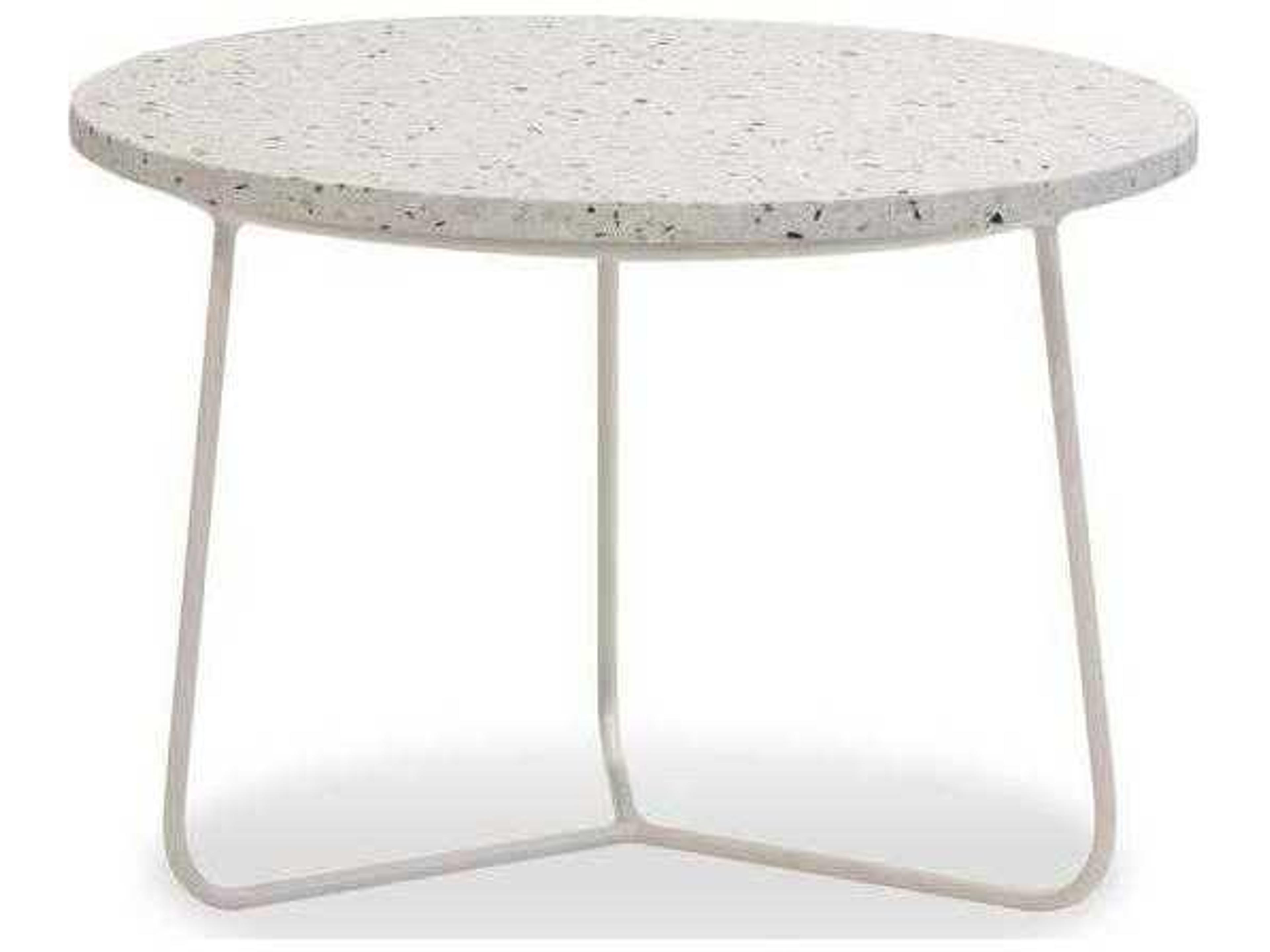 Rizzo Round Marble White Terrazzo End Table