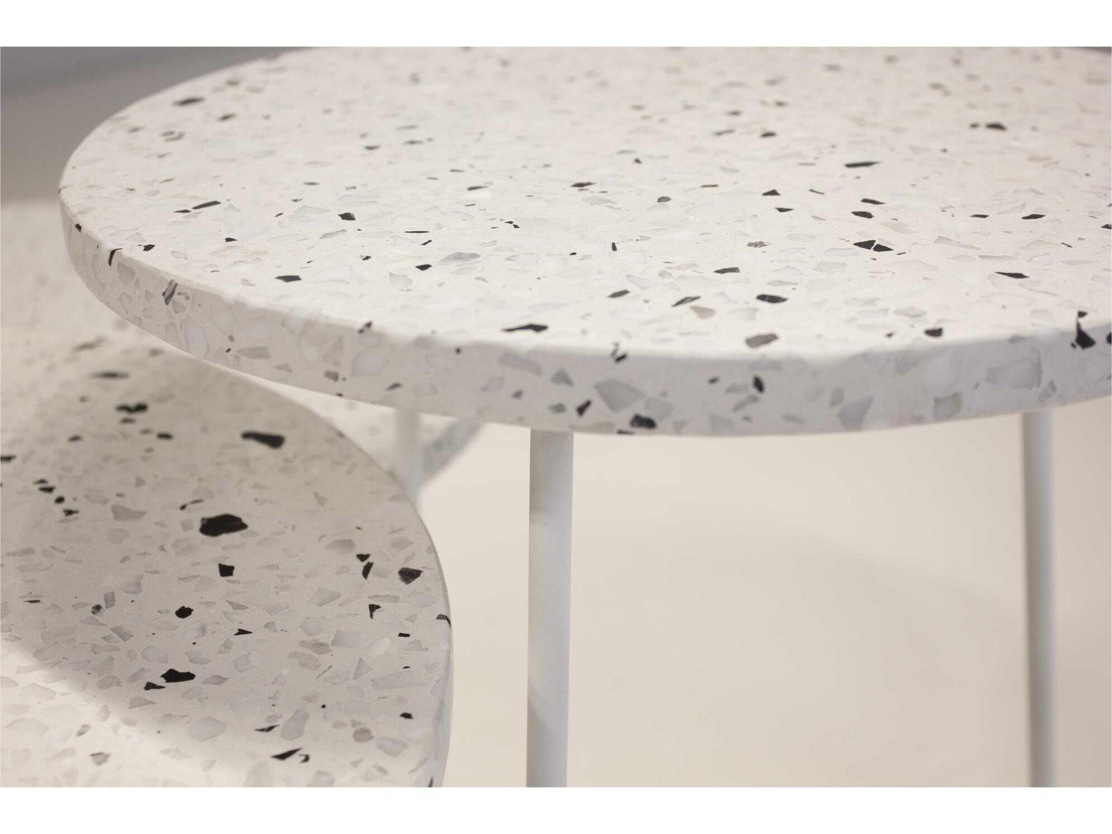 Mobital Rizzo Round Marble White Terrazzo End Table