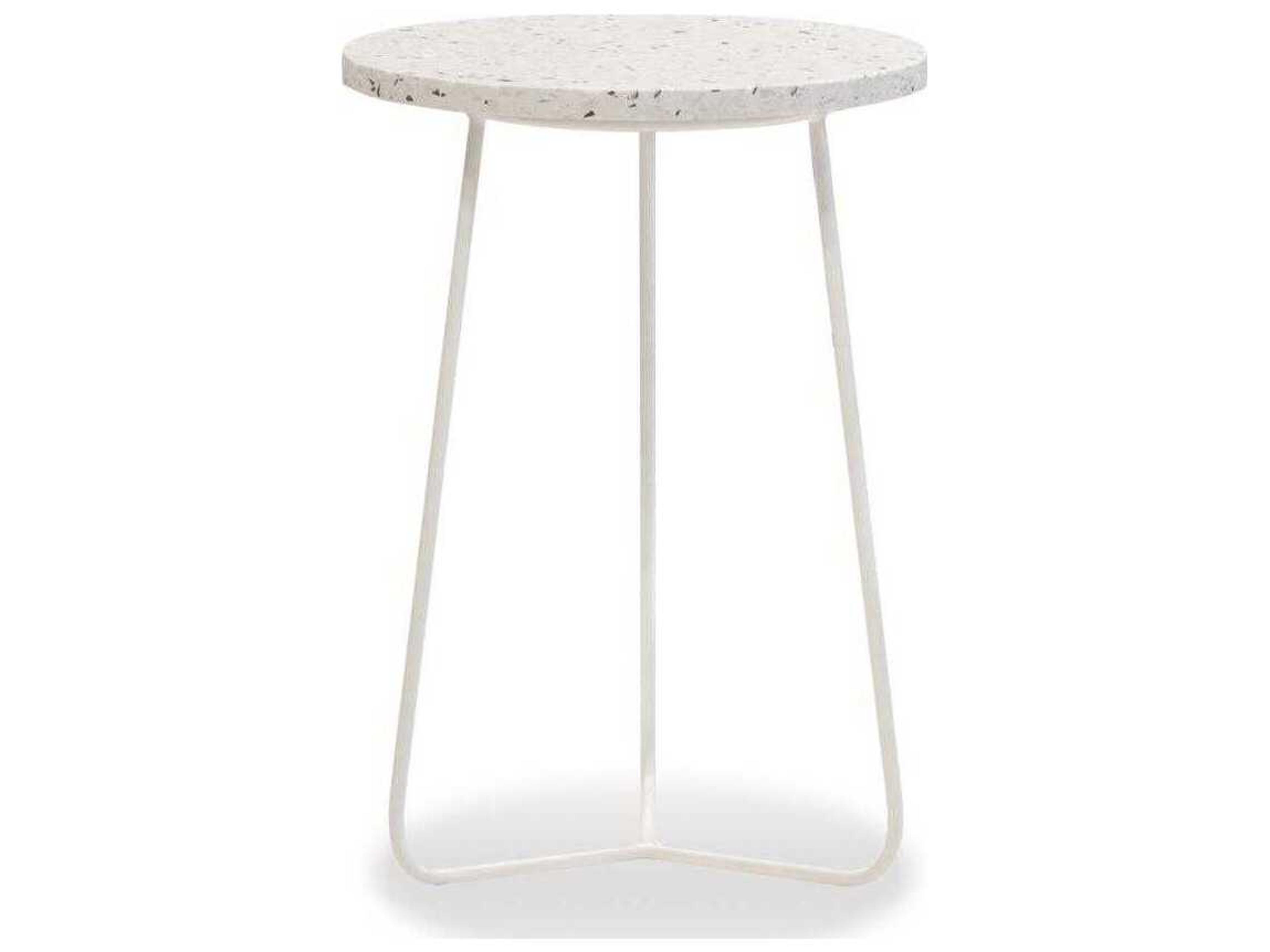 Rizzo Round Marble White Terrazzo End Table