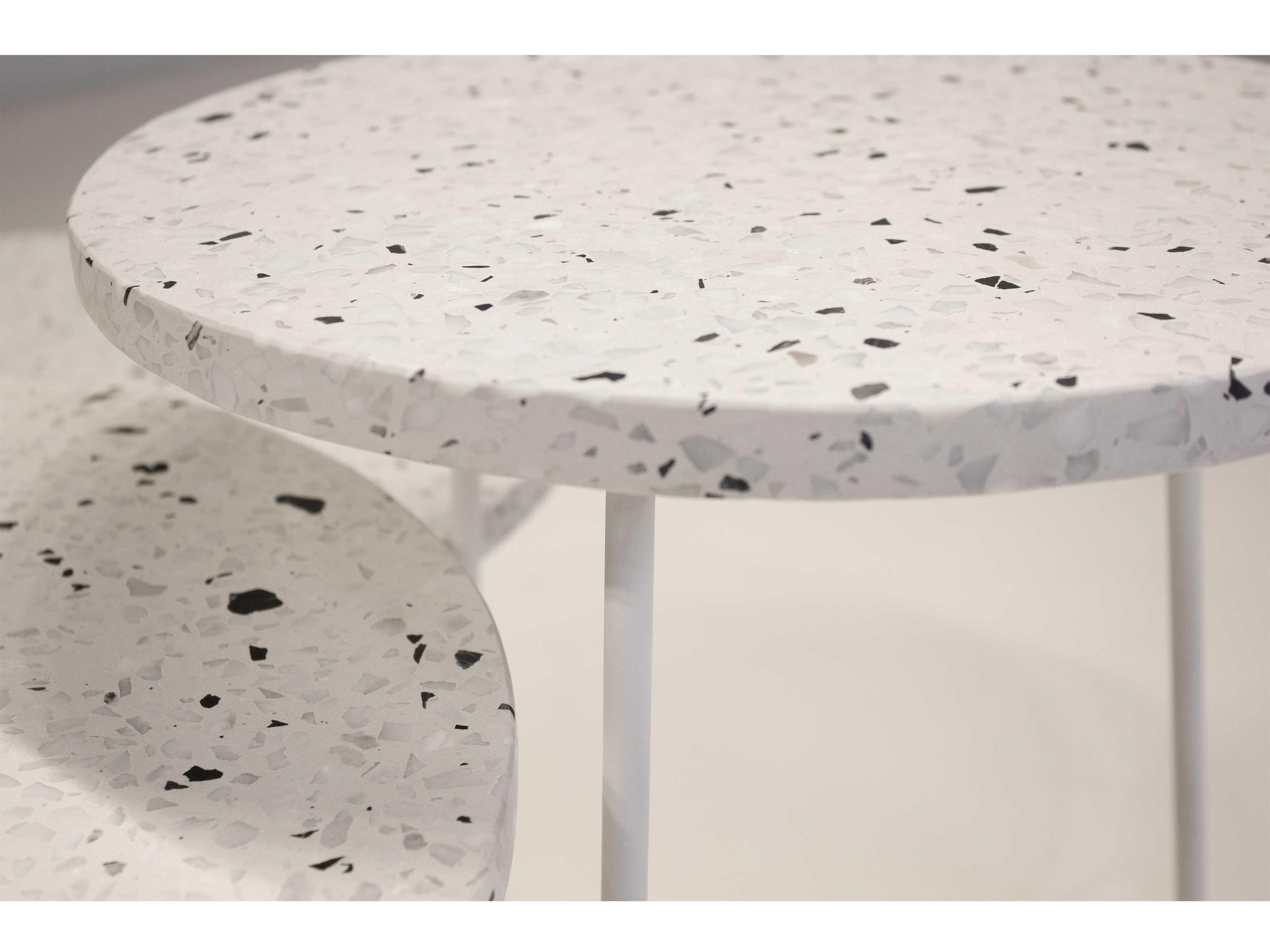 Mobital Rizzo Round Marble White Terrazzo End Table