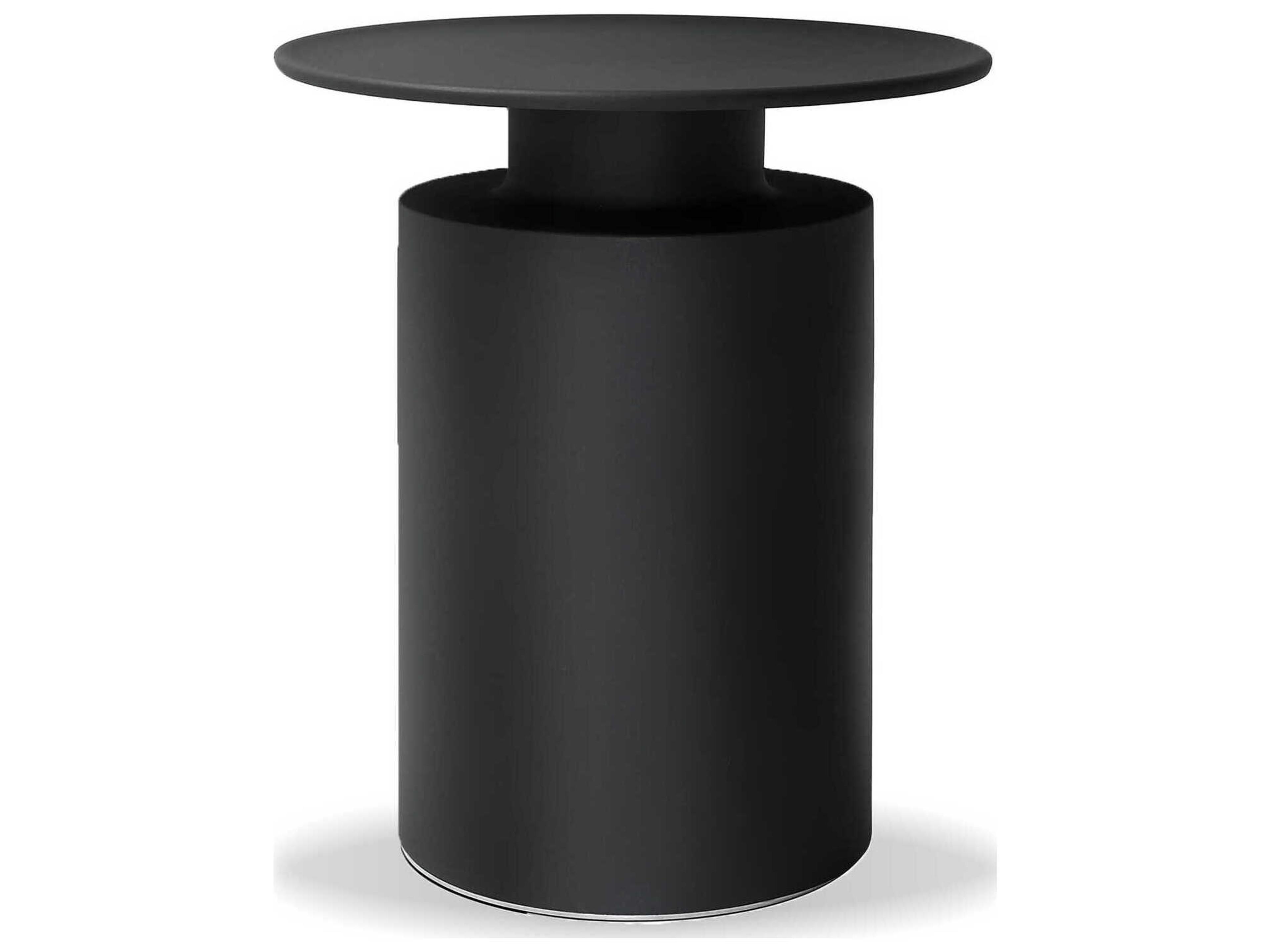 Rook Round Metal Black End Table