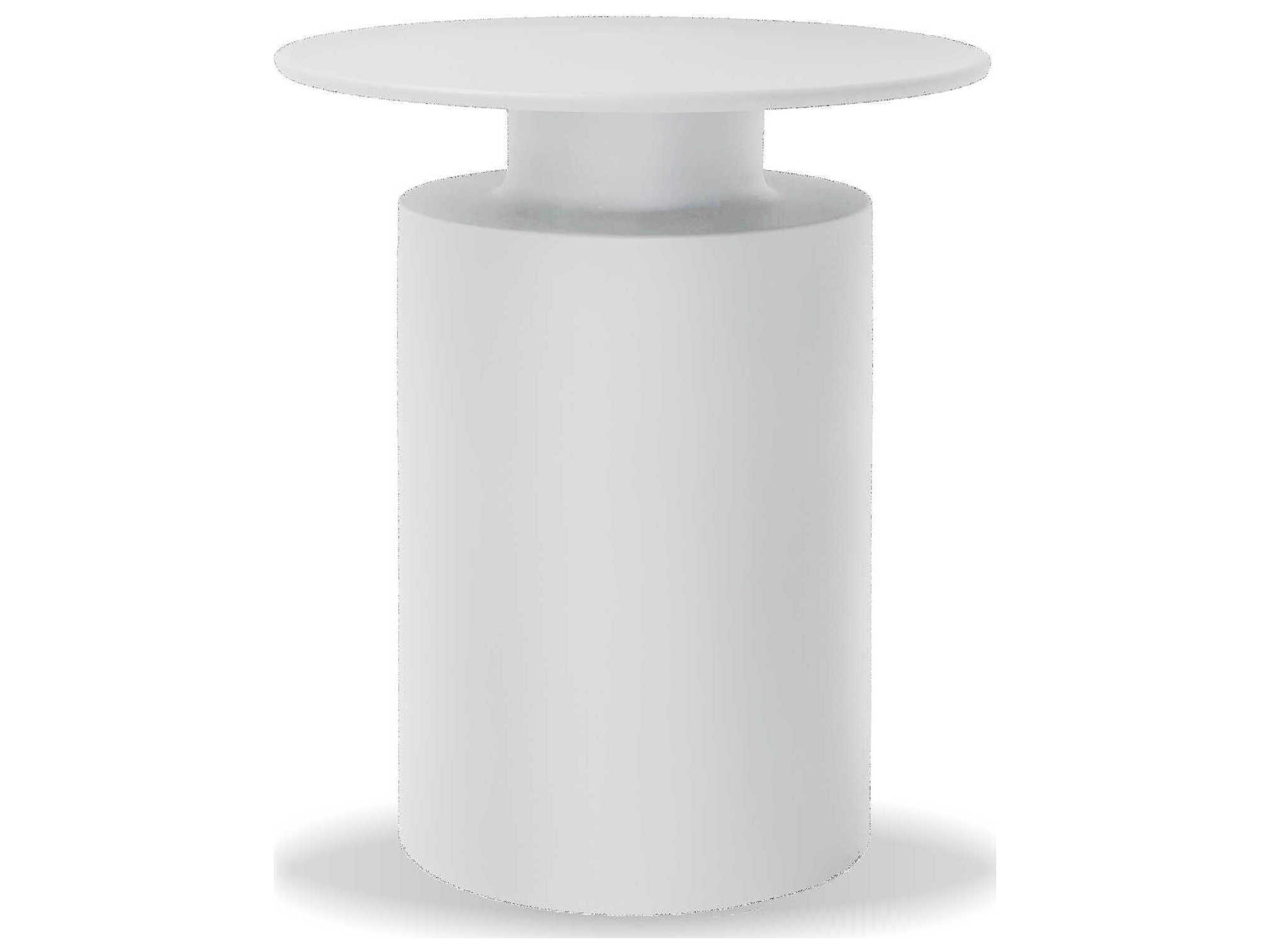 Rook Round Metal Matte White End Table