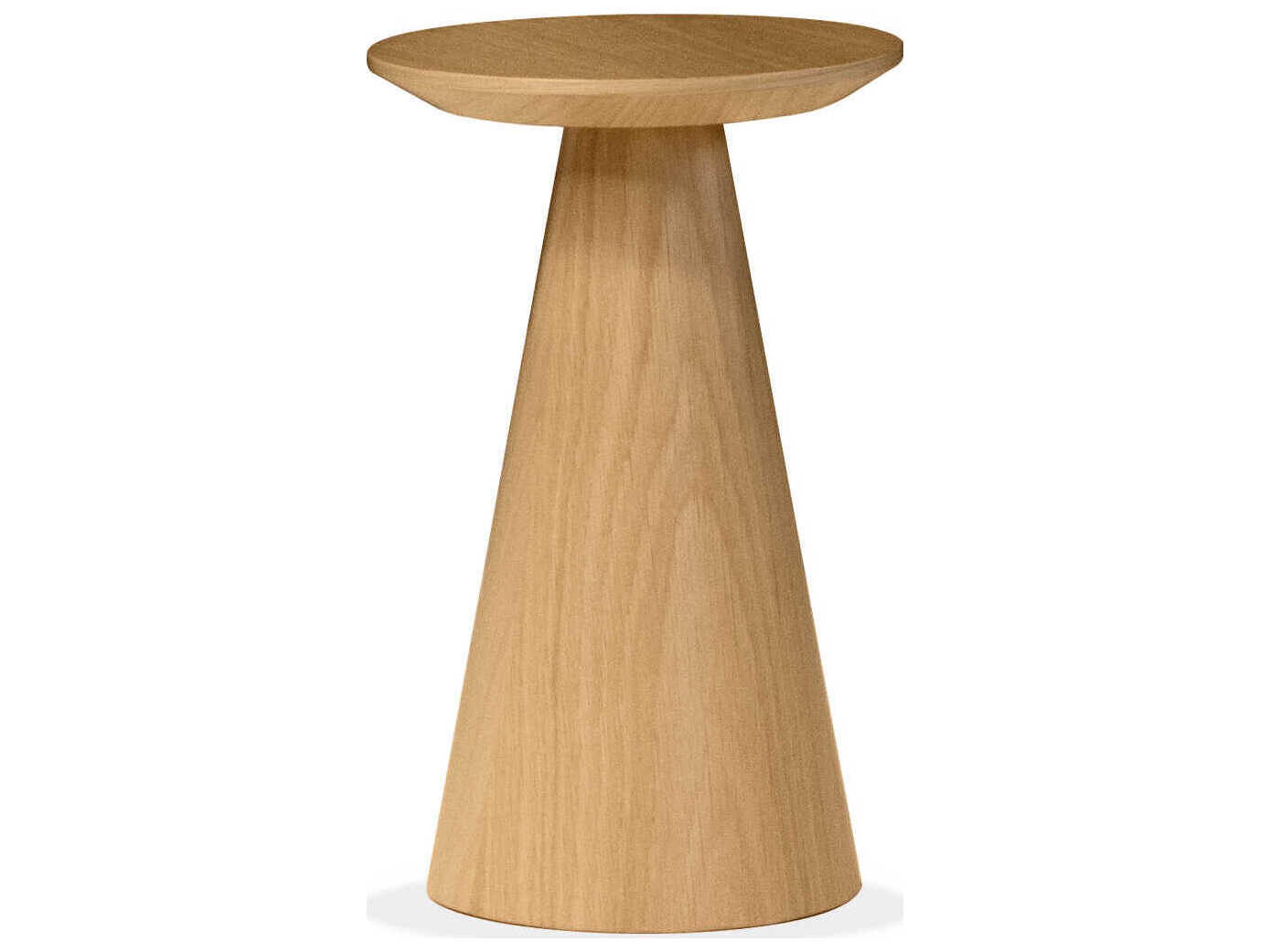 Tower Round Wood White Oak End Table