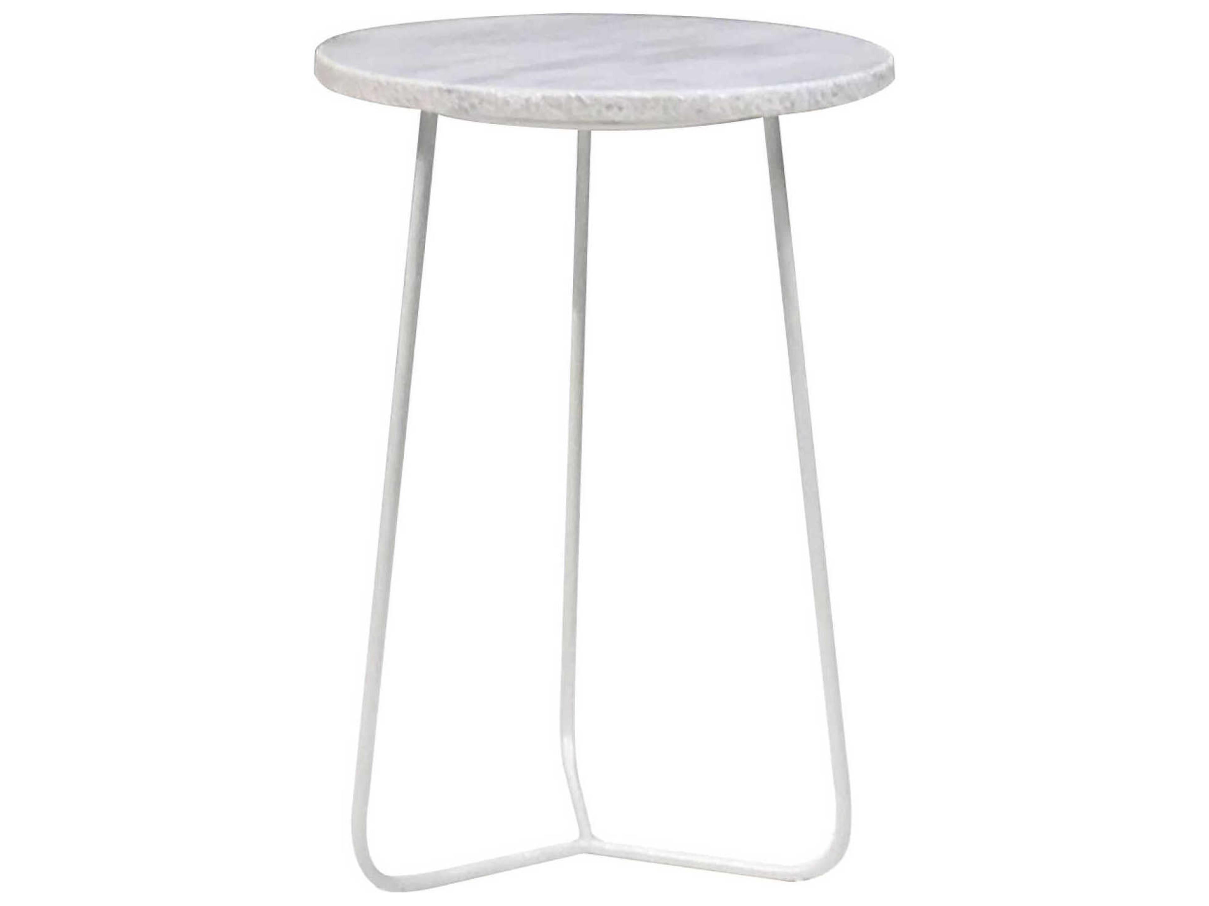 Tripoli Round Marble White End Table
