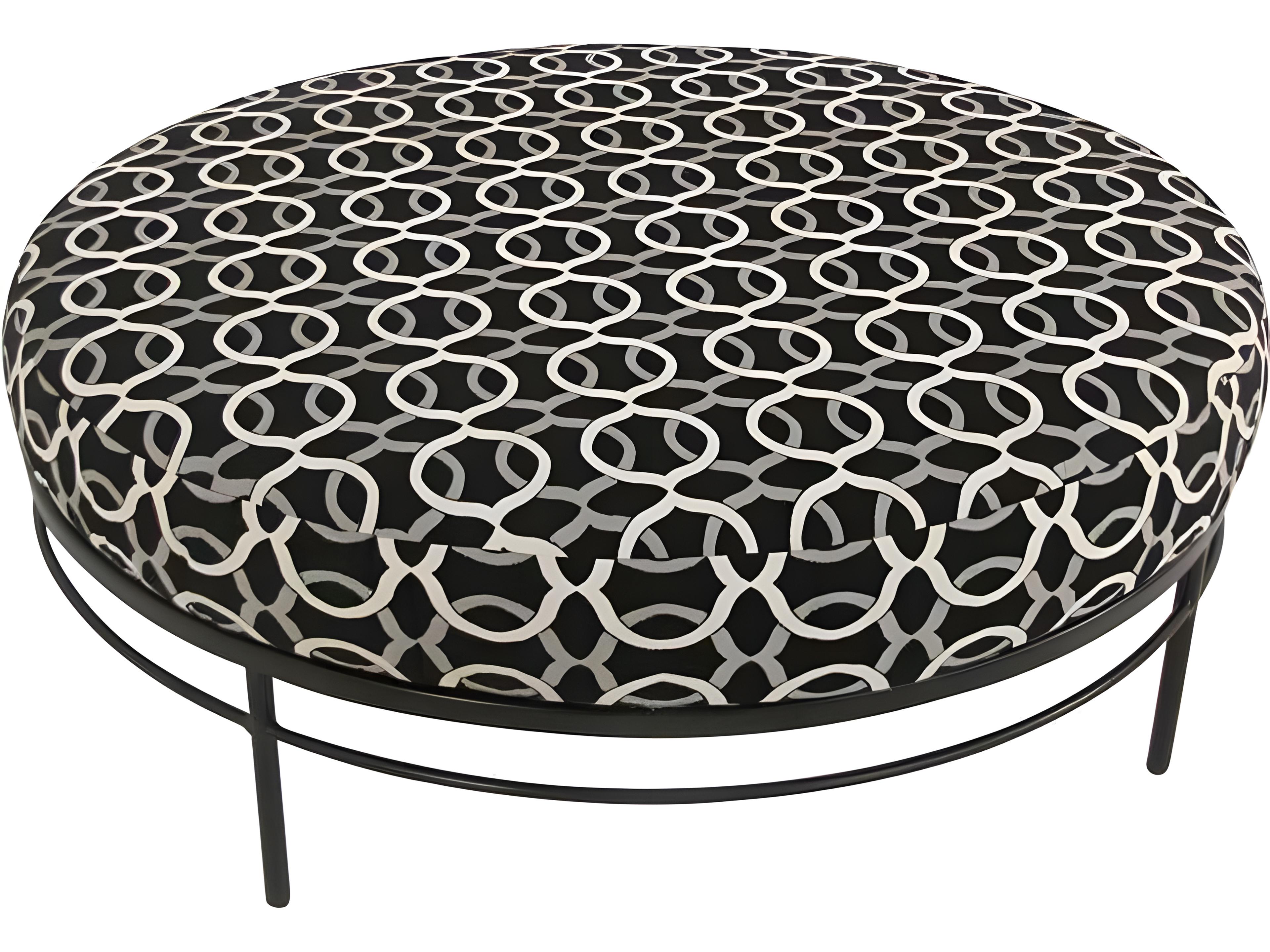 Cove Wrought Iron 42'' Outdoor Patio Ottoman