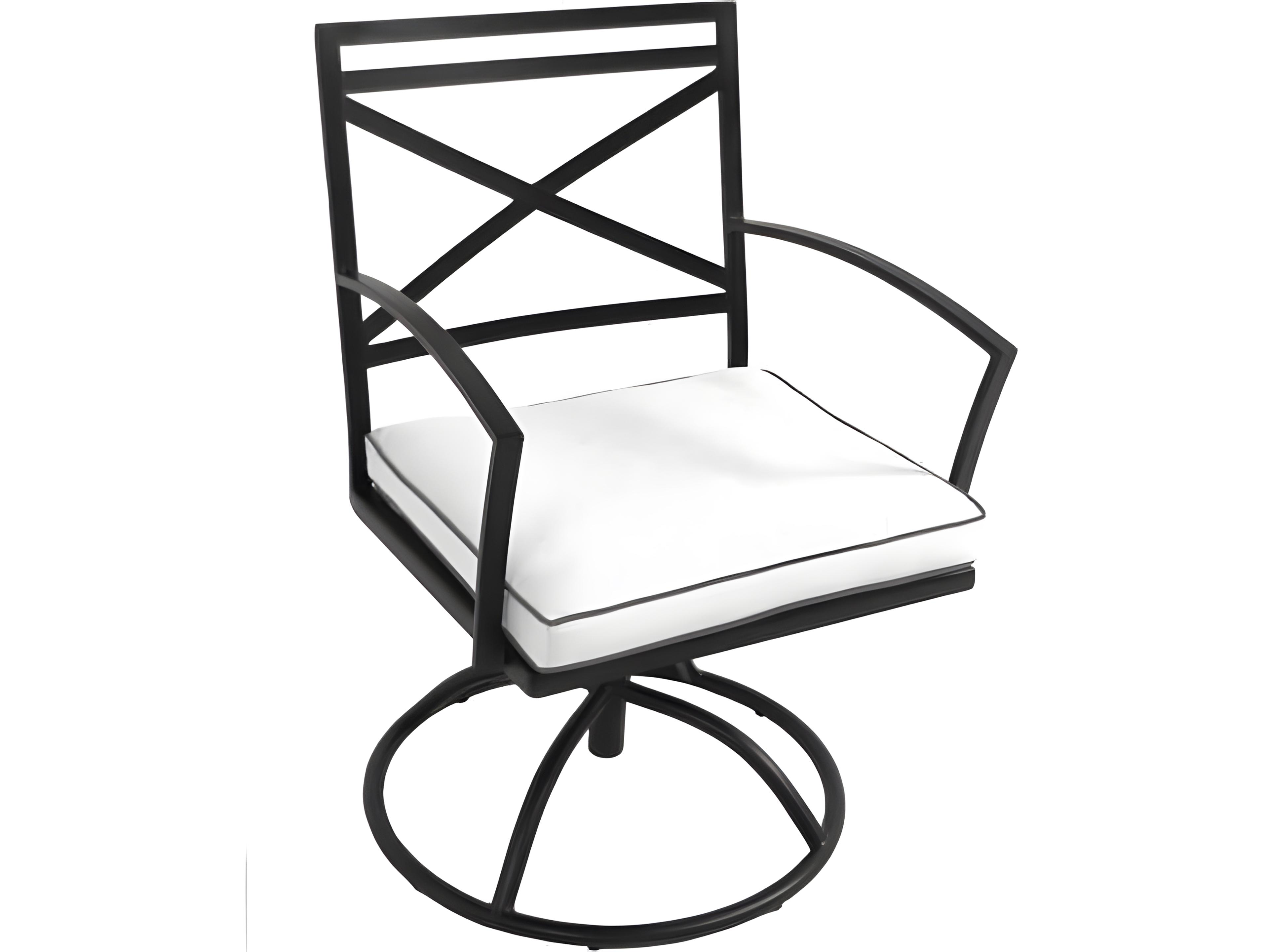 Maddux Wrought Iron Swivel Patio Dining Arm Chair
